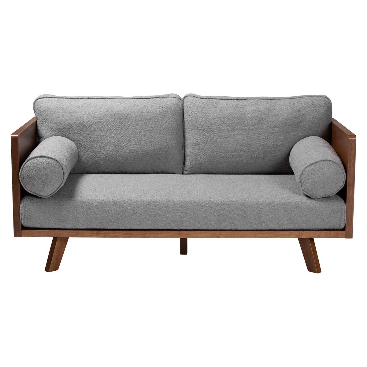 Uriel Mid-Century Modern Grey Boucle Fabric Sofa