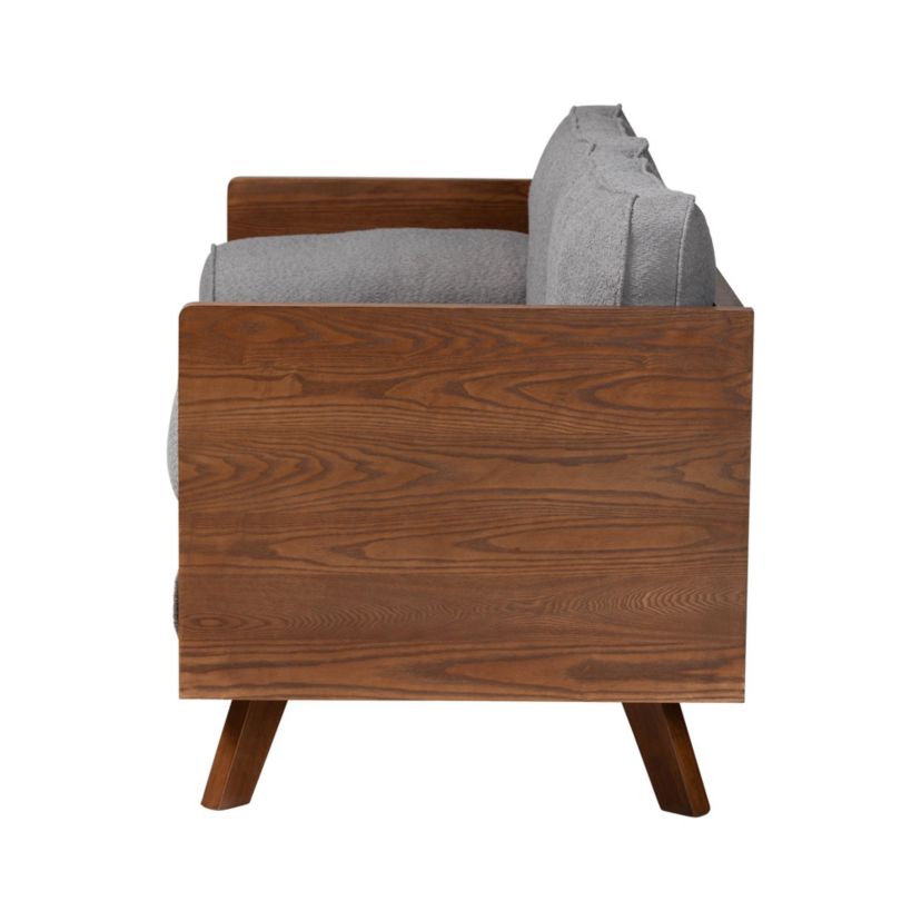 Uriel Mid-Century Modern Grey Boucle Fabric Sofa