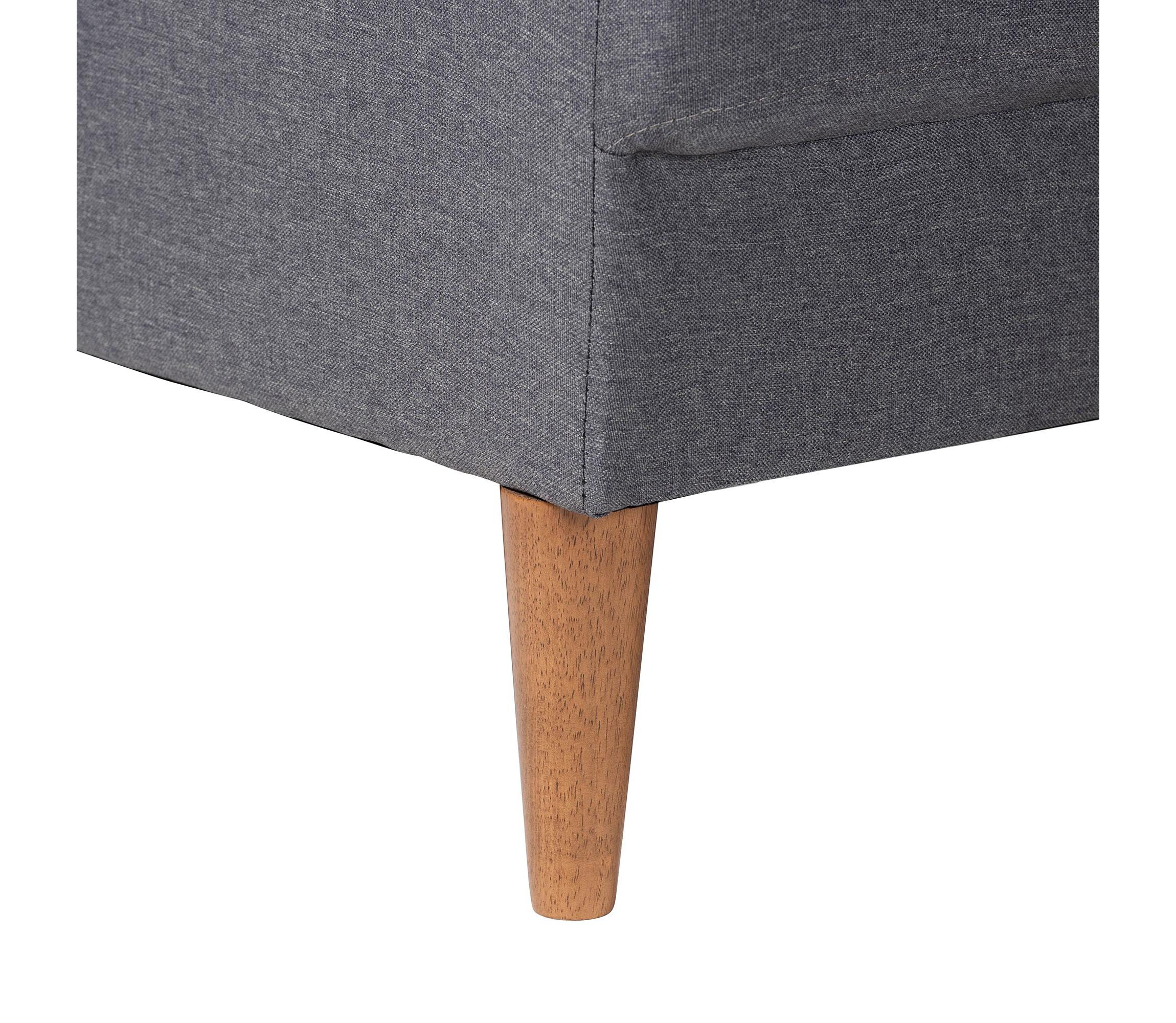Harleson Mid-Century Modern Grey Fabric and Walnut Brown Wood Right Facing Sectional Sofa