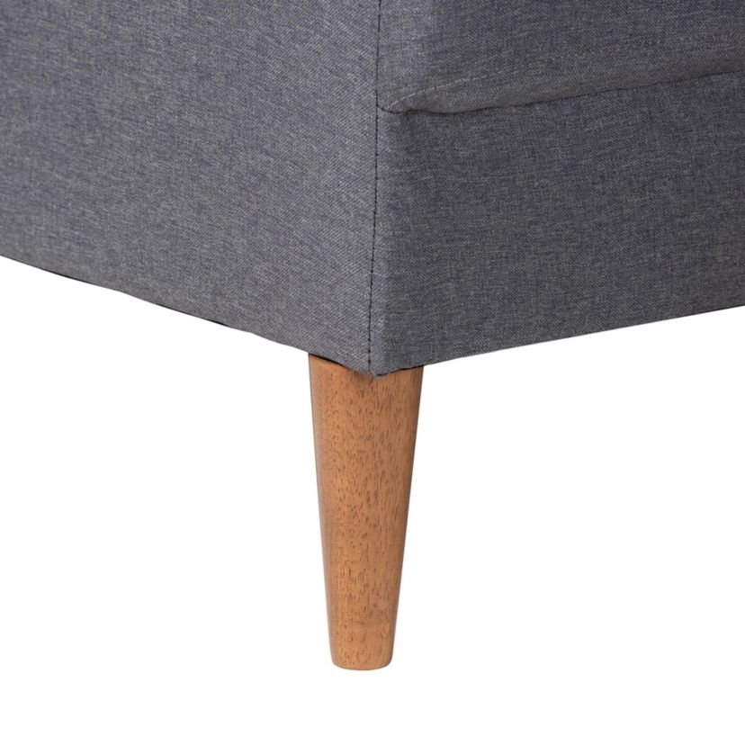 Harleson Mid-Century Modern Grey Fabric and Walnut Brown Wood Right Facing Sectional Sofa