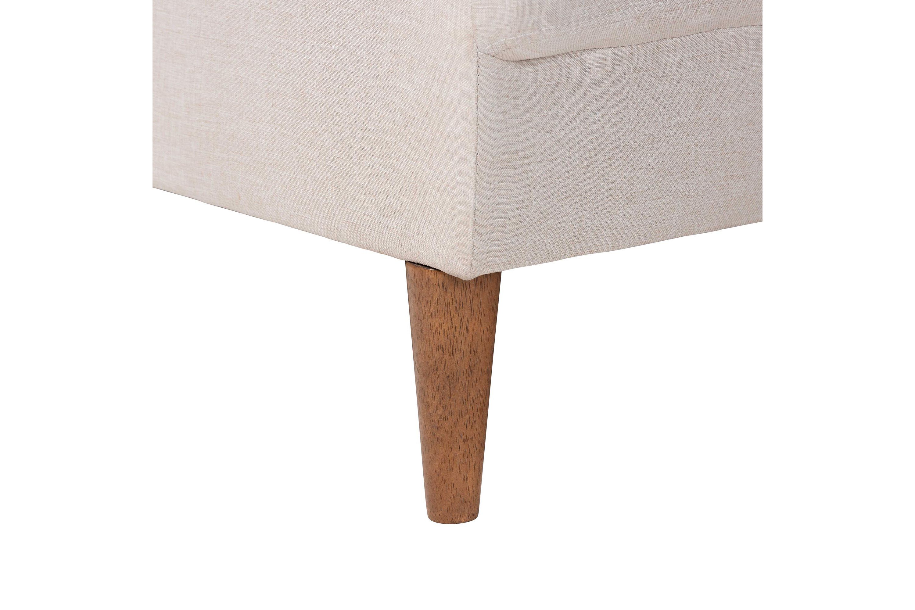 Harleson Mid-Century Modern Beige Fabric and Walnut Brown Wood Right Facing Sectional Sofa