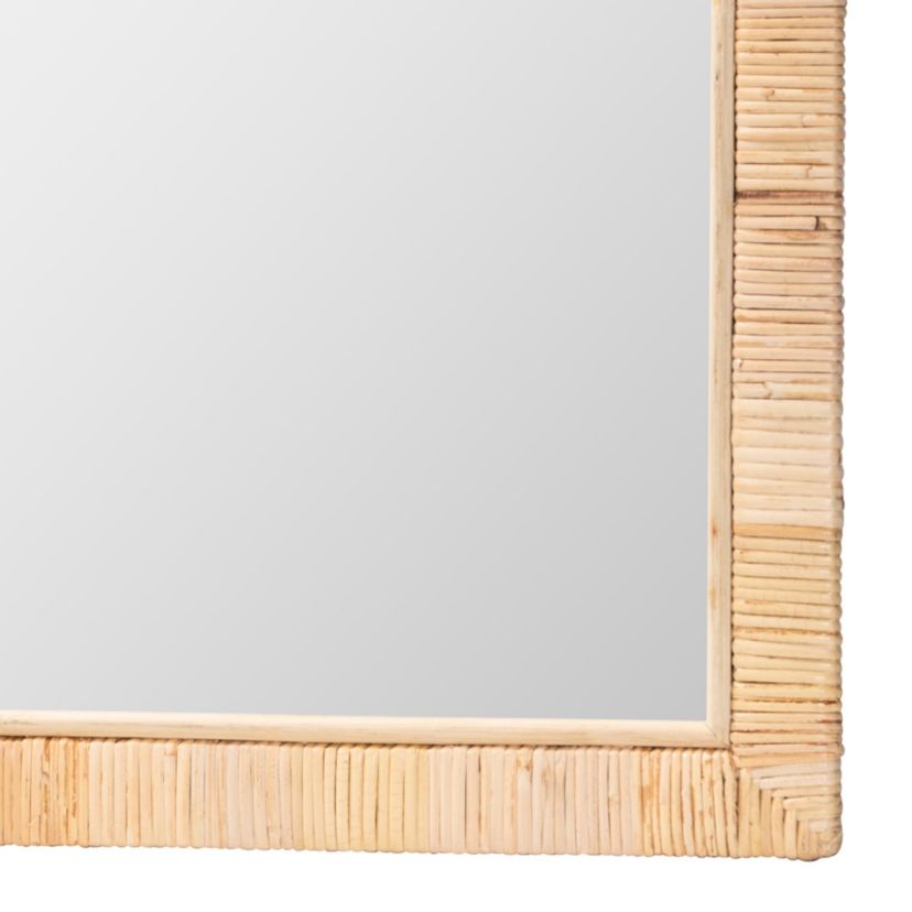 Lankston Bohemian Natural Rattan Rectangle Accent Wall Mirror