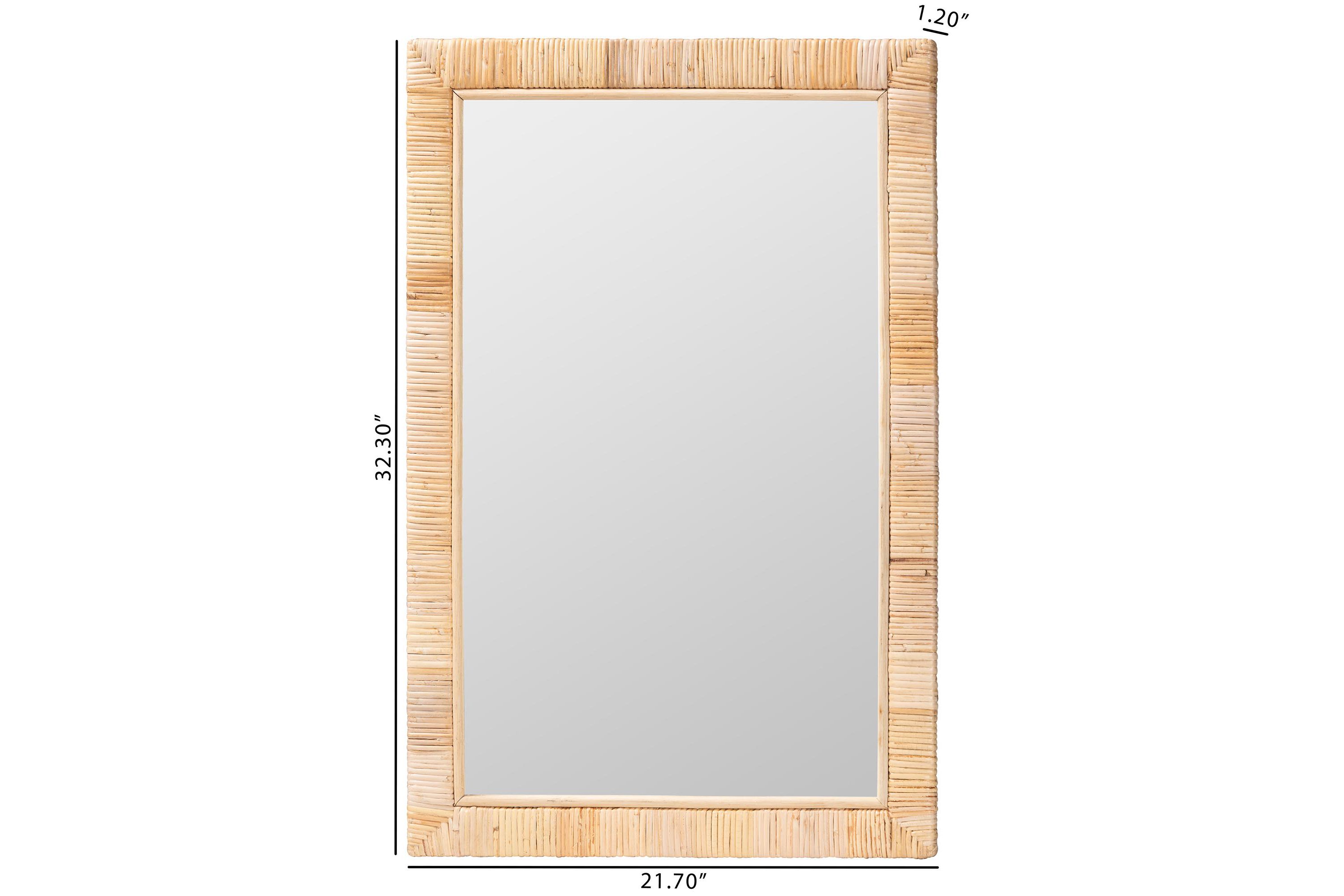 Lankston Bohemian Natural Rattan Rectangle Accent Wall Mirror