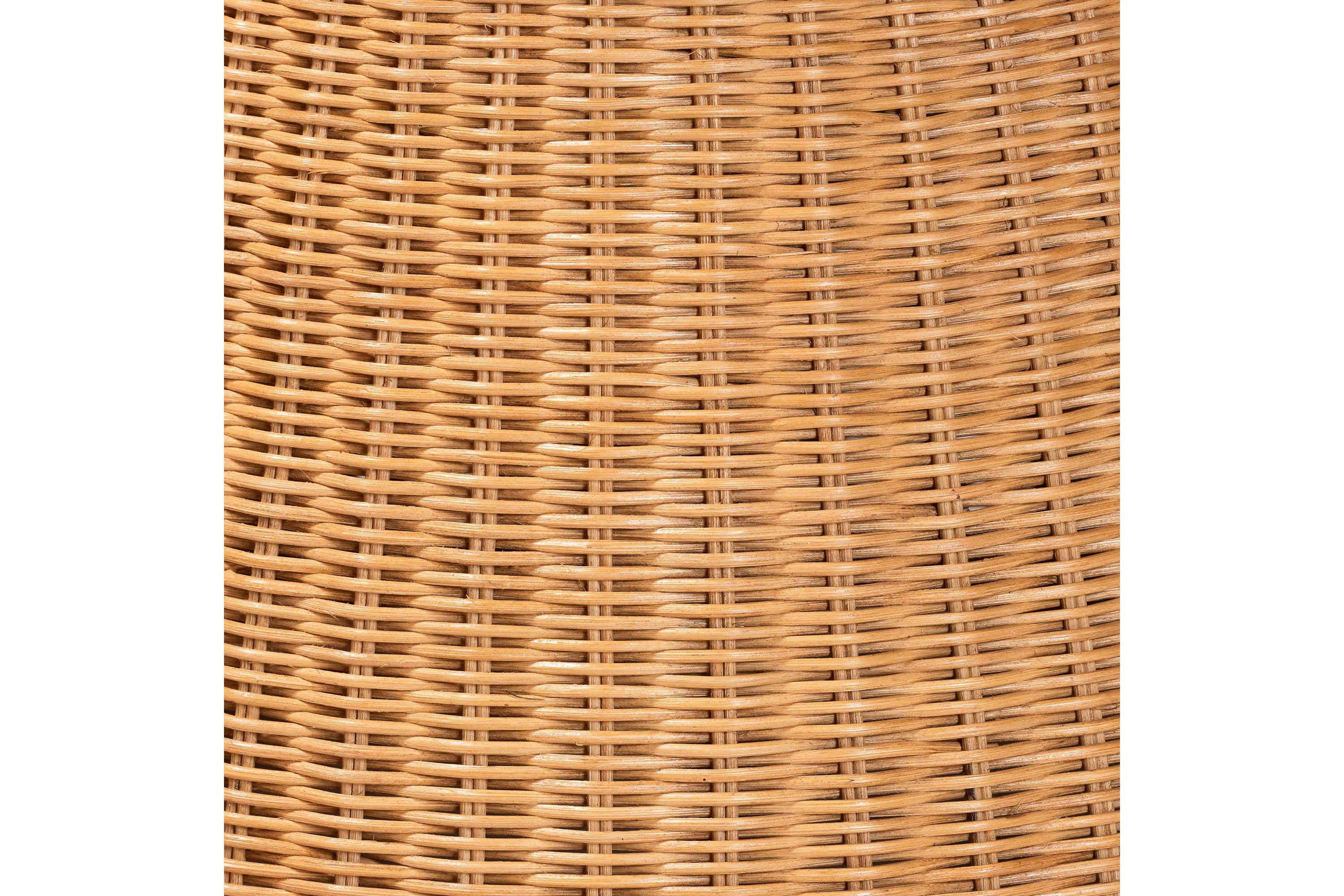 Nina Light Honey Braided Rattan End Table with Glass Tabletop