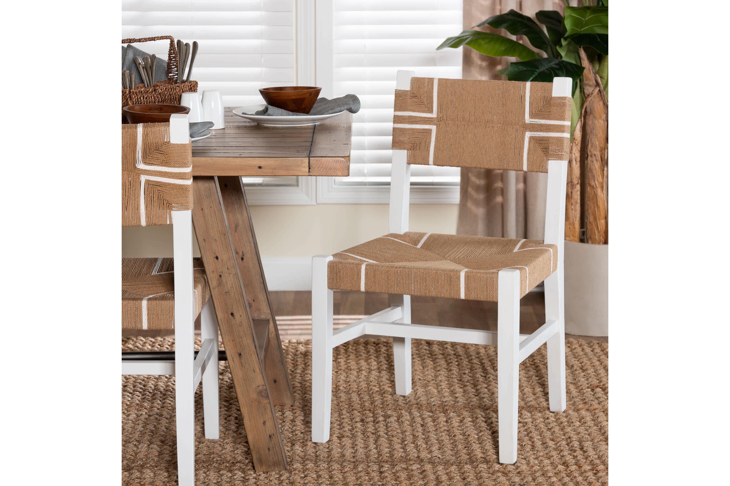 Talli Paper Loom and White Mahogany Wood Dining Chair