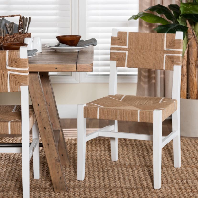 Talli Paper Loom and White Mahogany Wood Dining Chair