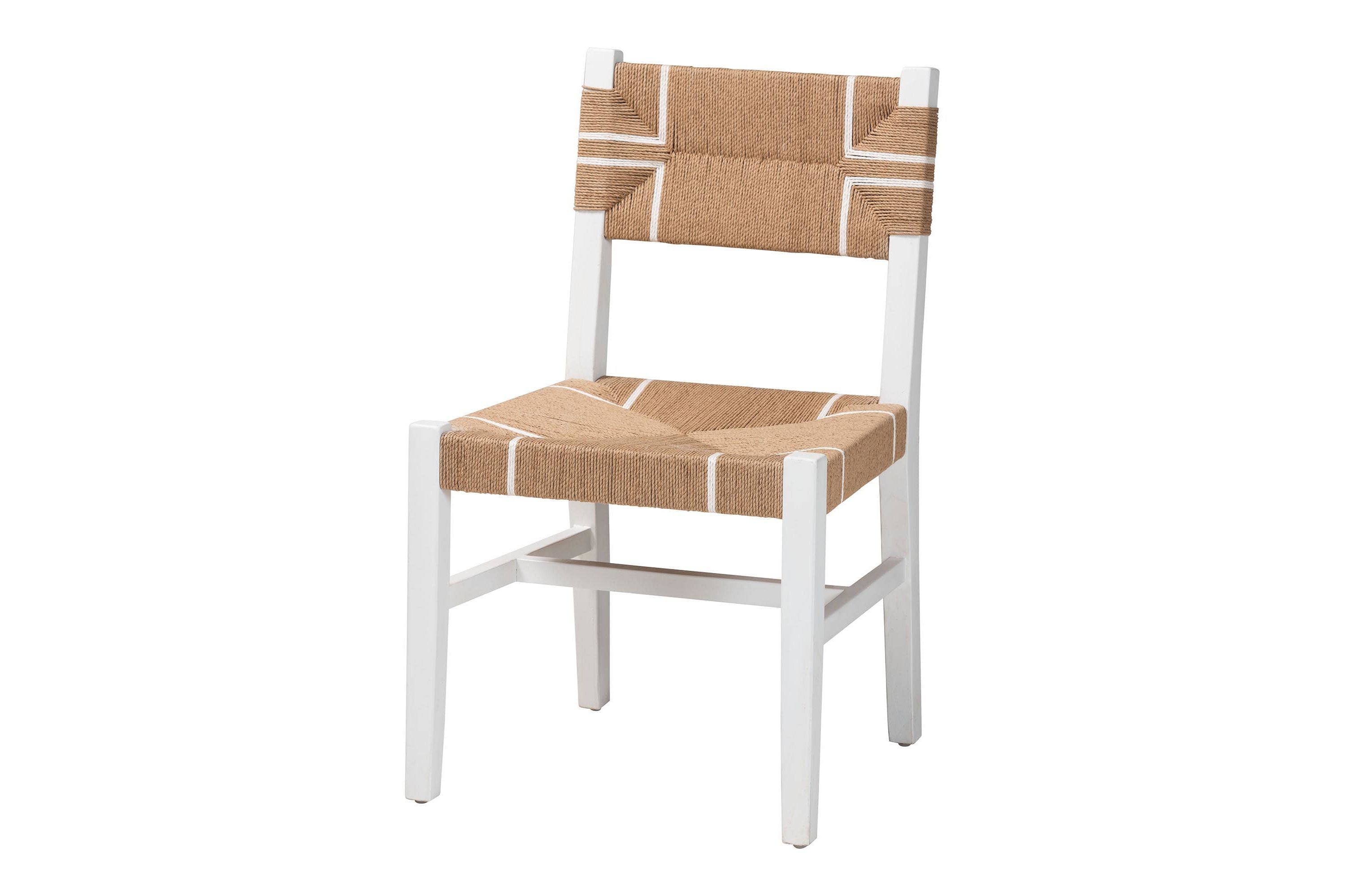 Talli Paper Loom and White Mahogany Wood Dining Chair