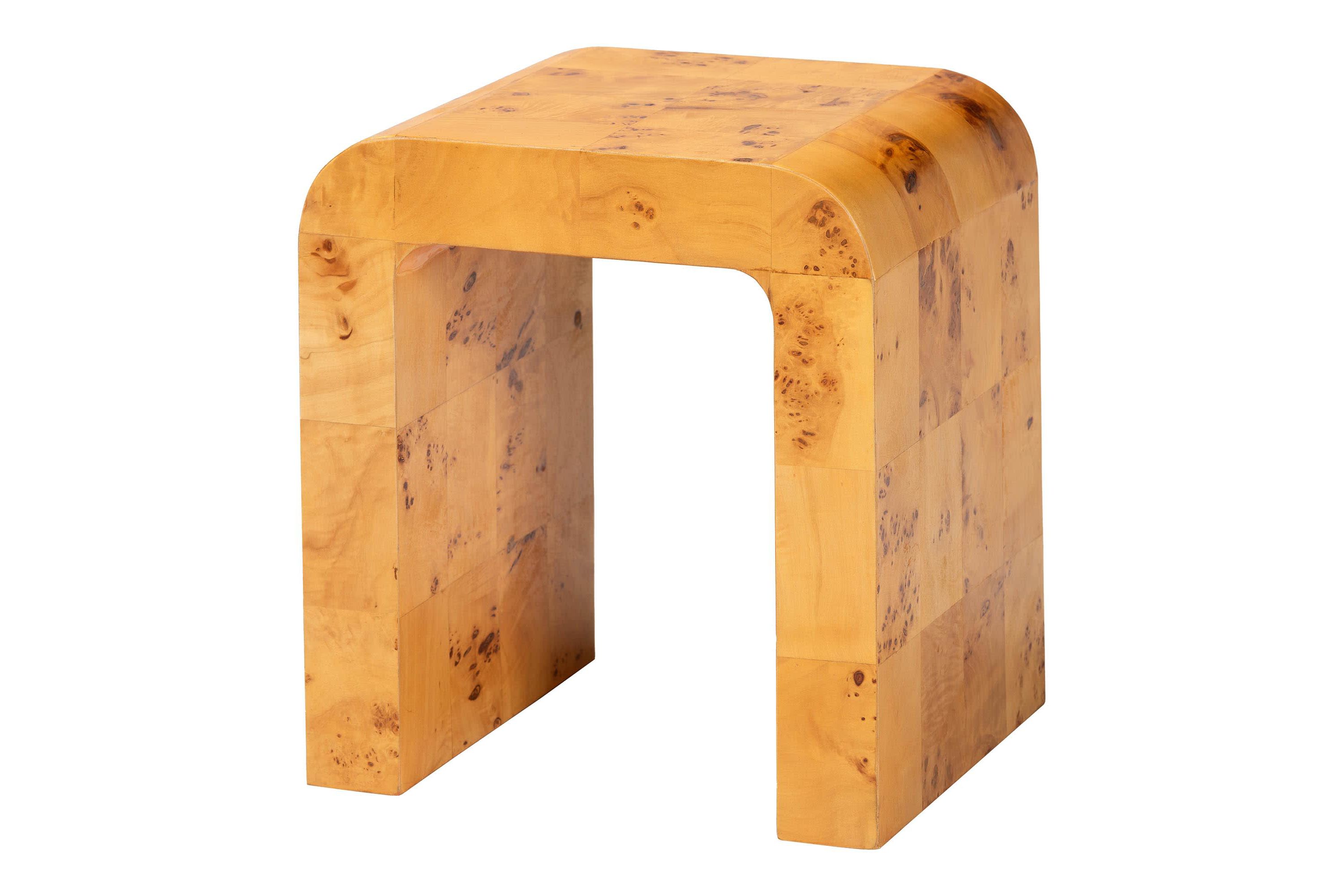 Revelle Natural Light Mappa Real Burl Wood End Table
