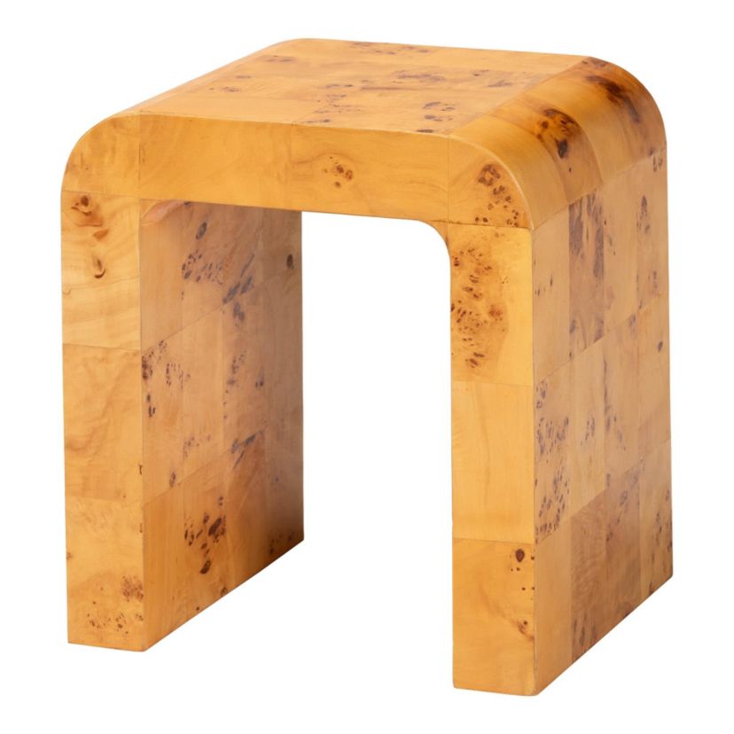 Revelle Natural Light Mappa Real Burl Wood End Table