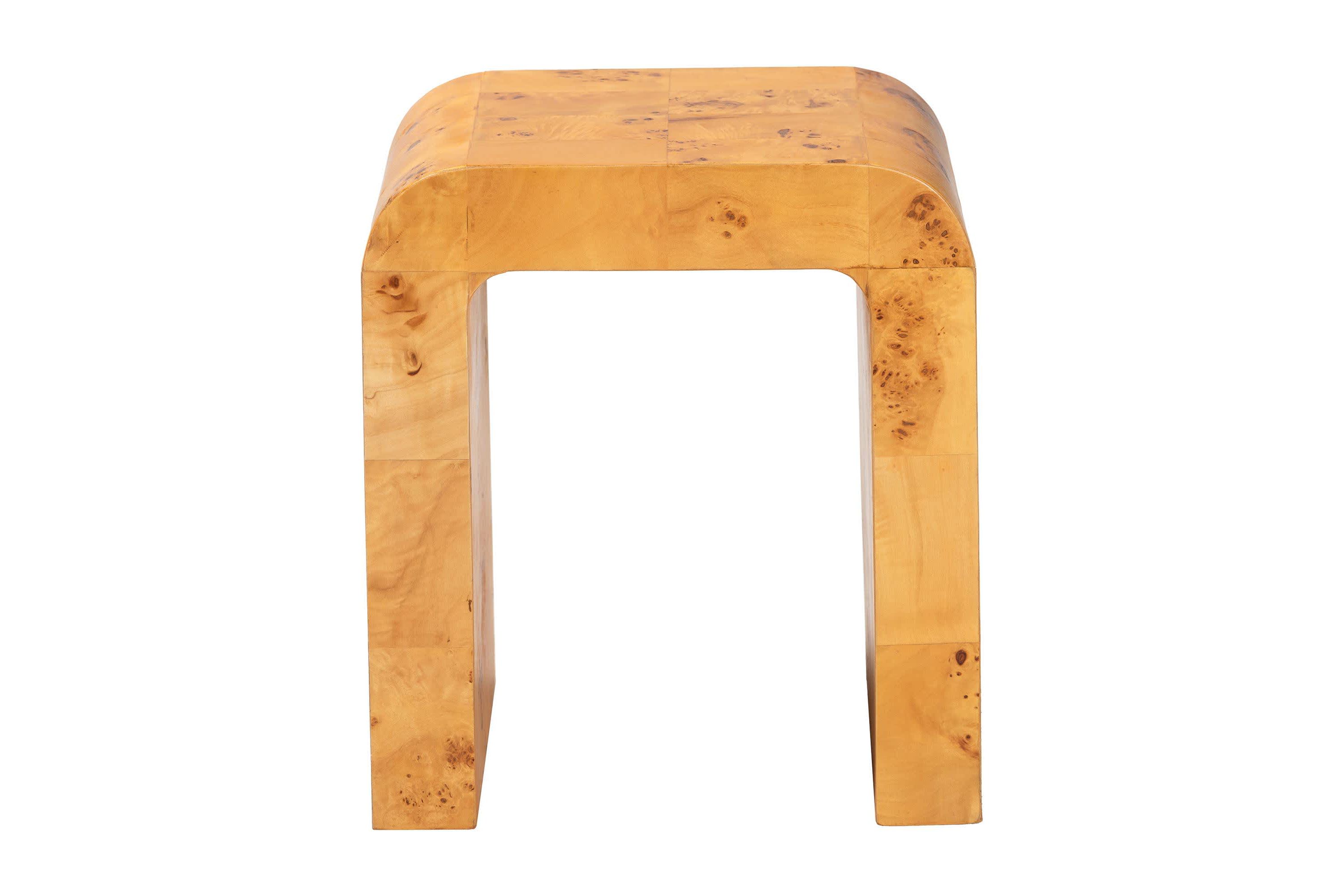 Revelle Natural Light Mappa Real Burl Wood End Table