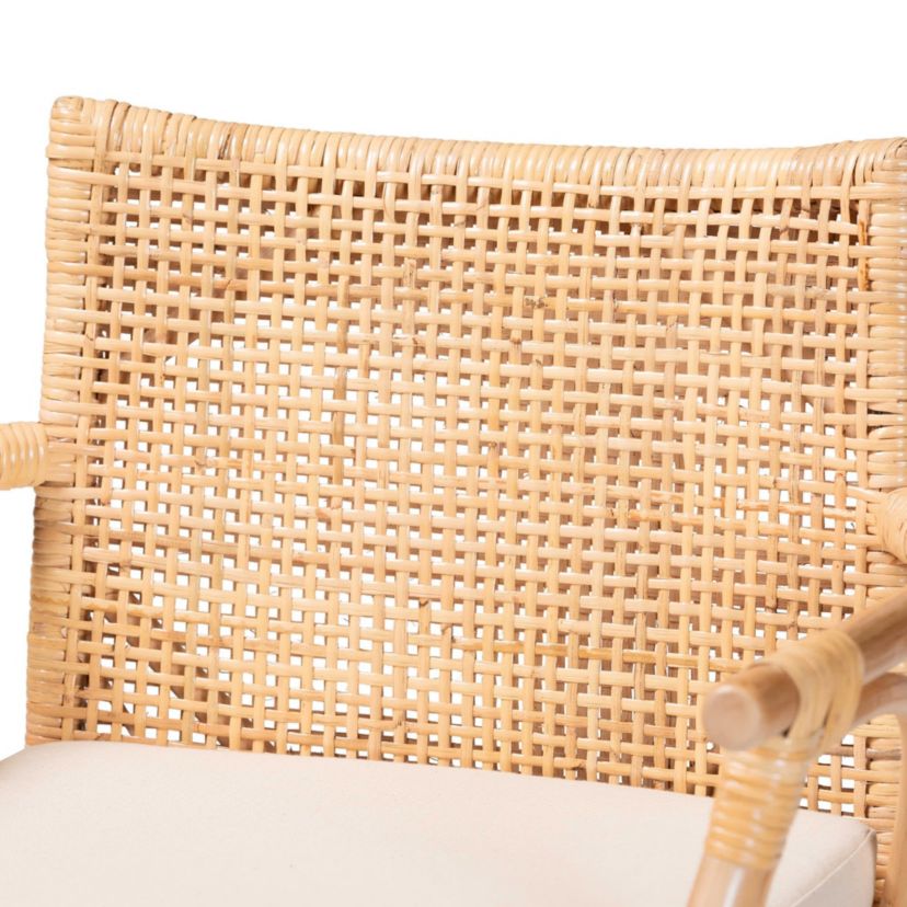 Storsel Natural Rattan and Teak Wood 2-Piece Bar Stool Set