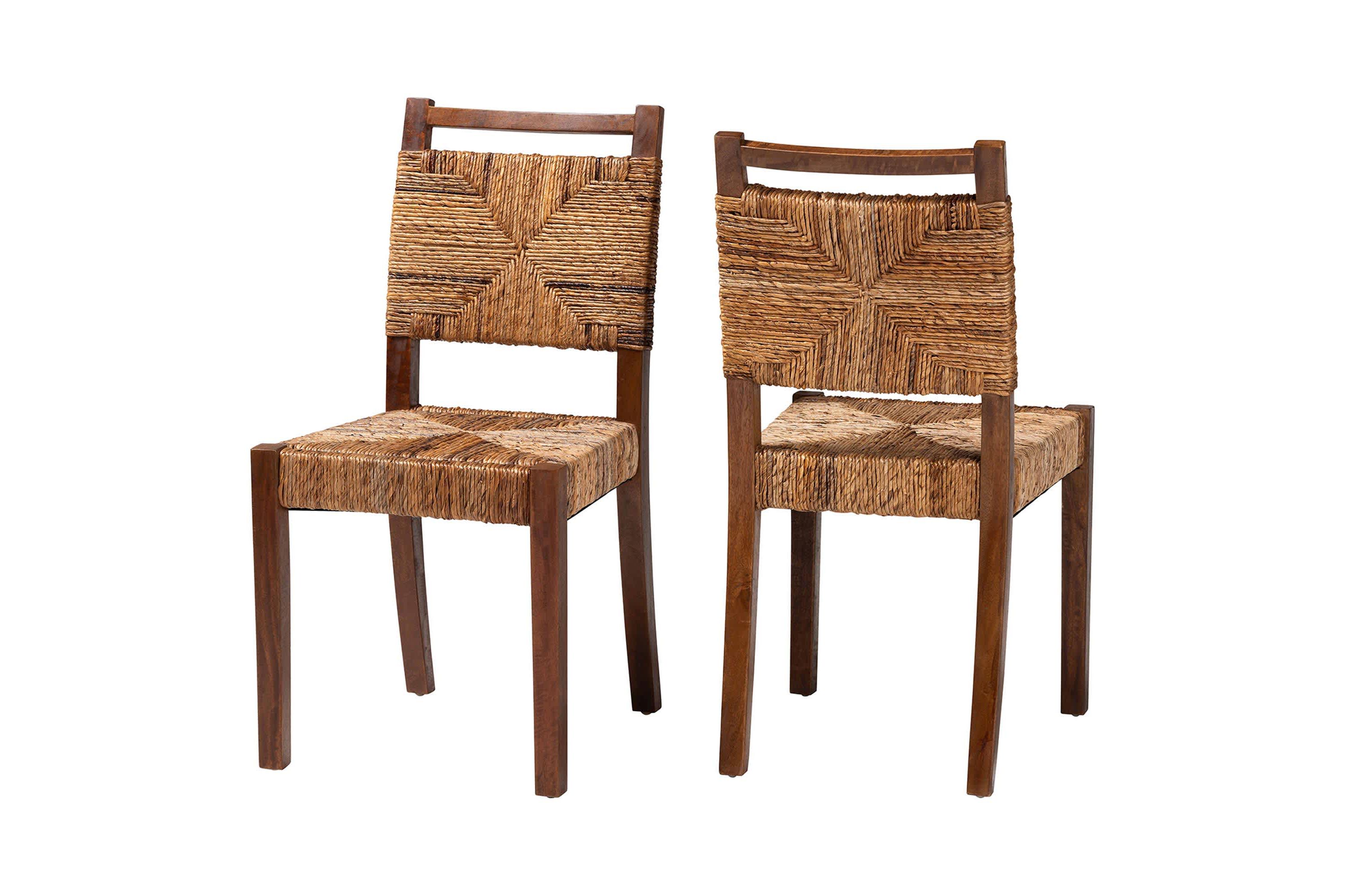 Cordoba Natural Seagrass and Mahogany Wood 2-Piece Dining Chair