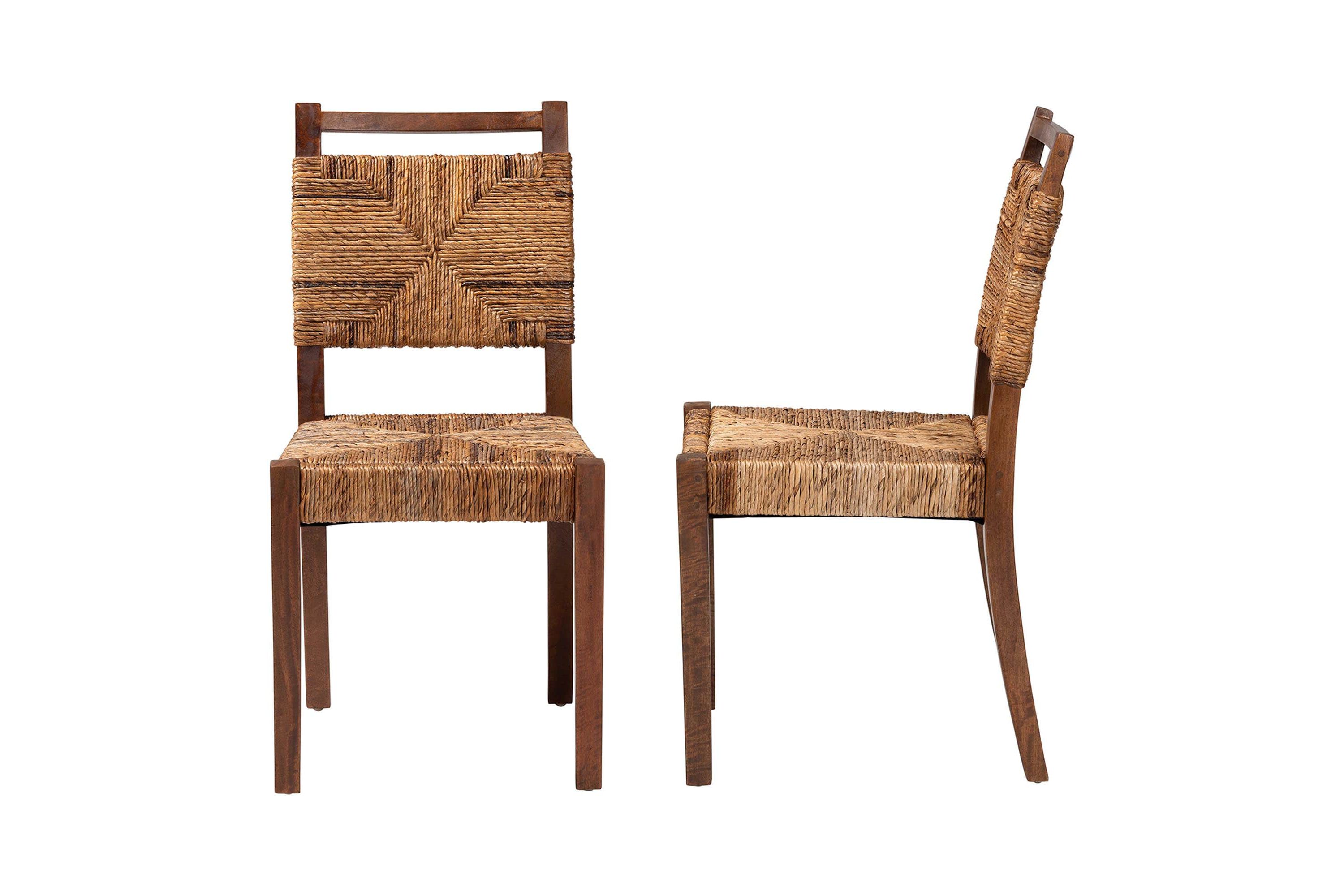 Cordoba Natural Seagrass and Mahogany Wood 2-Piece Dining Chair