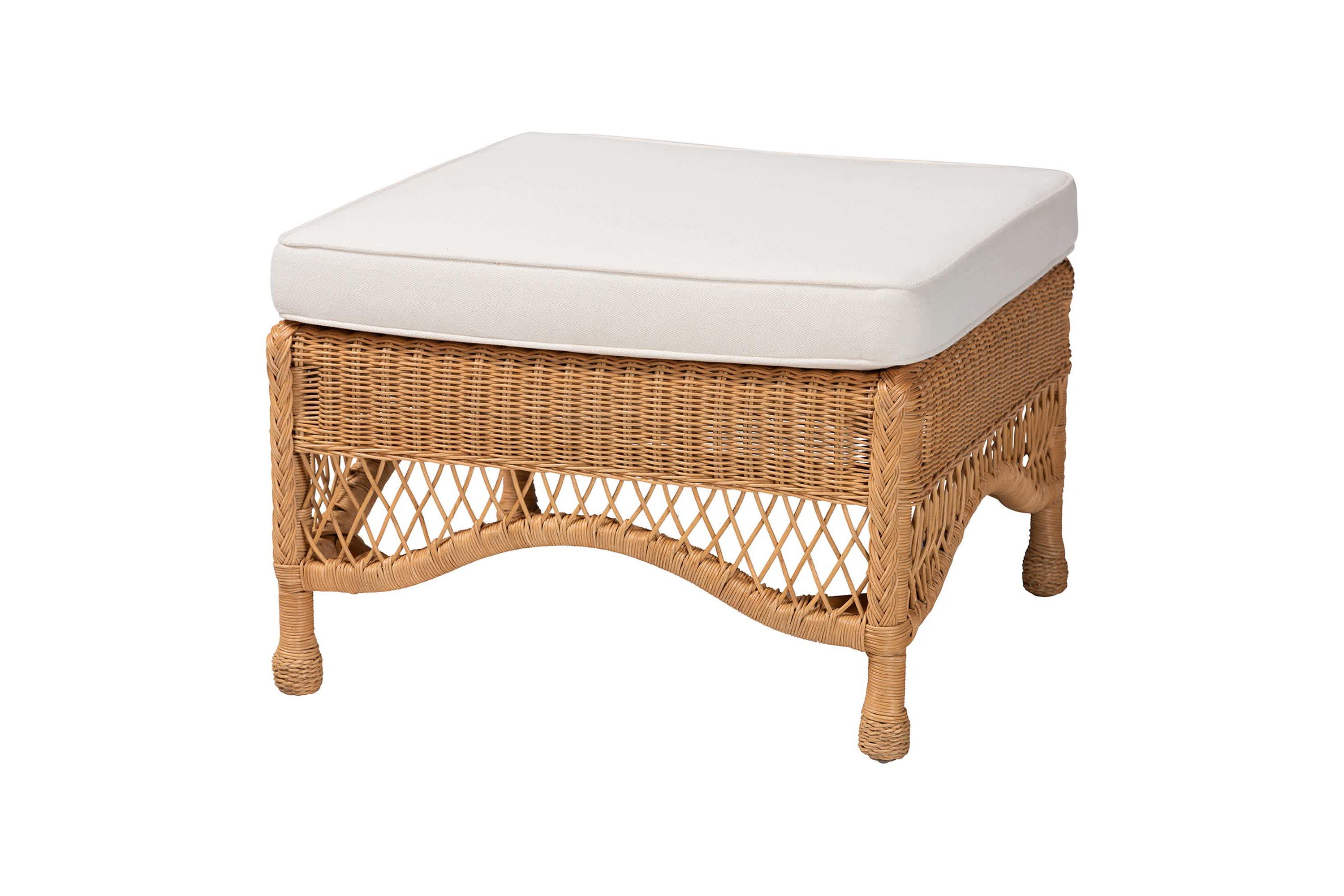 Brooklyn Light Honey Braided Rattan Ottoman Stool