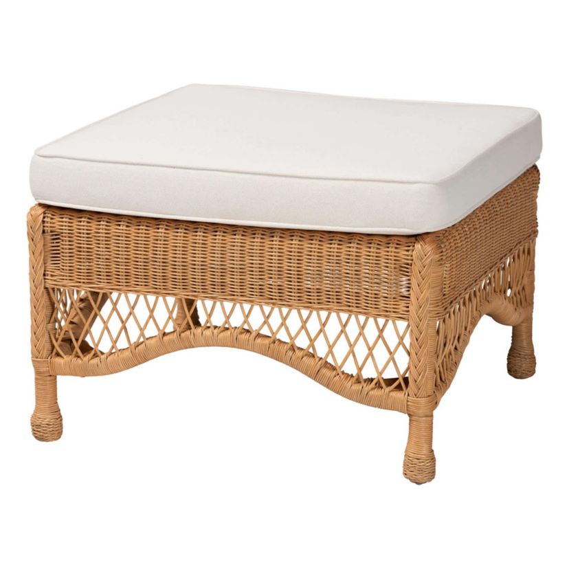 Brooklyn Light Honey Braided Rattan Ottoman Stool