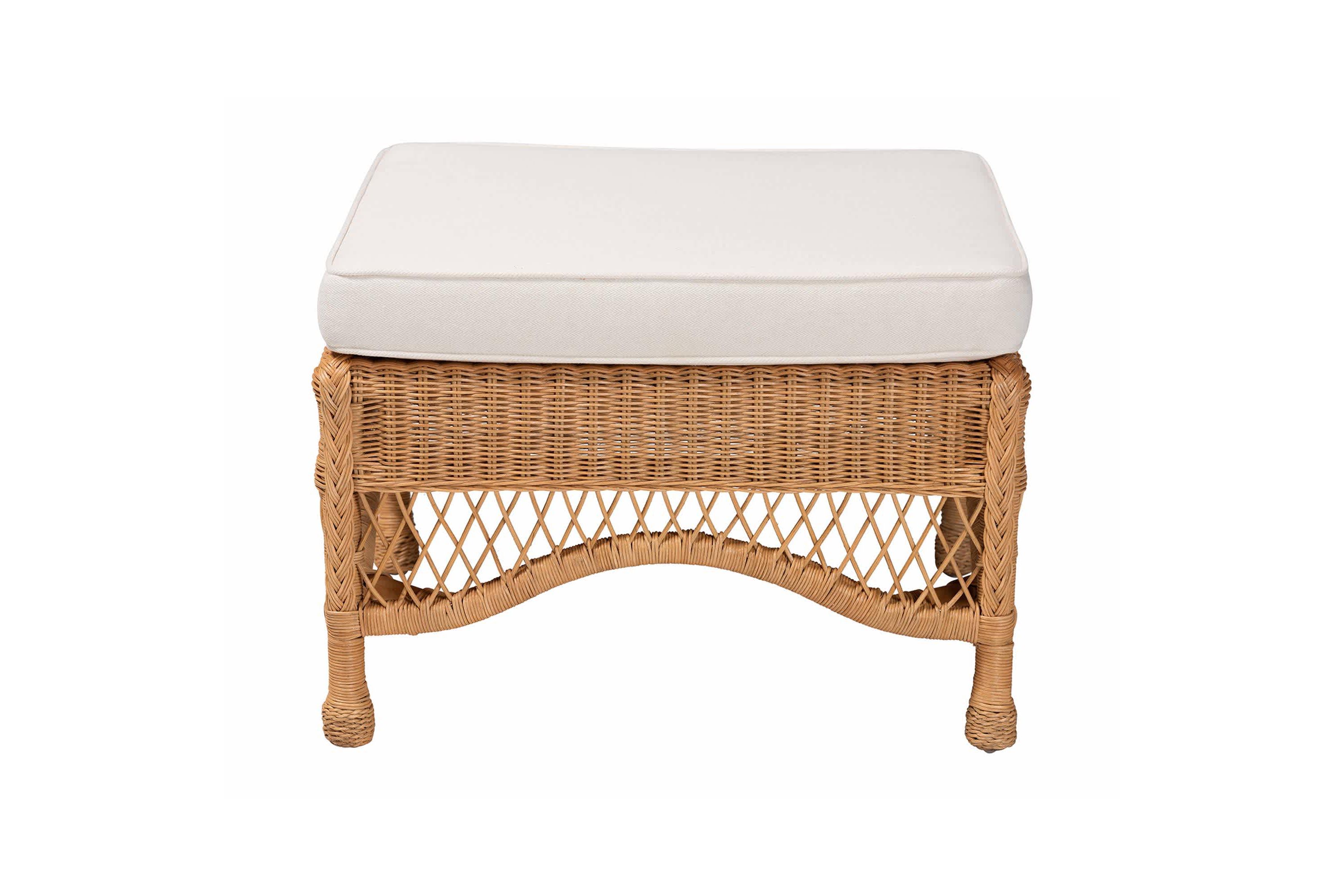 Brooklyn Light Honey Braided Rattan Ottoman Stool