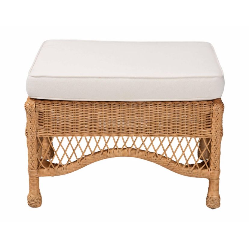 Brooklyn Light Honey Braided Rattan Ottoman Stool
