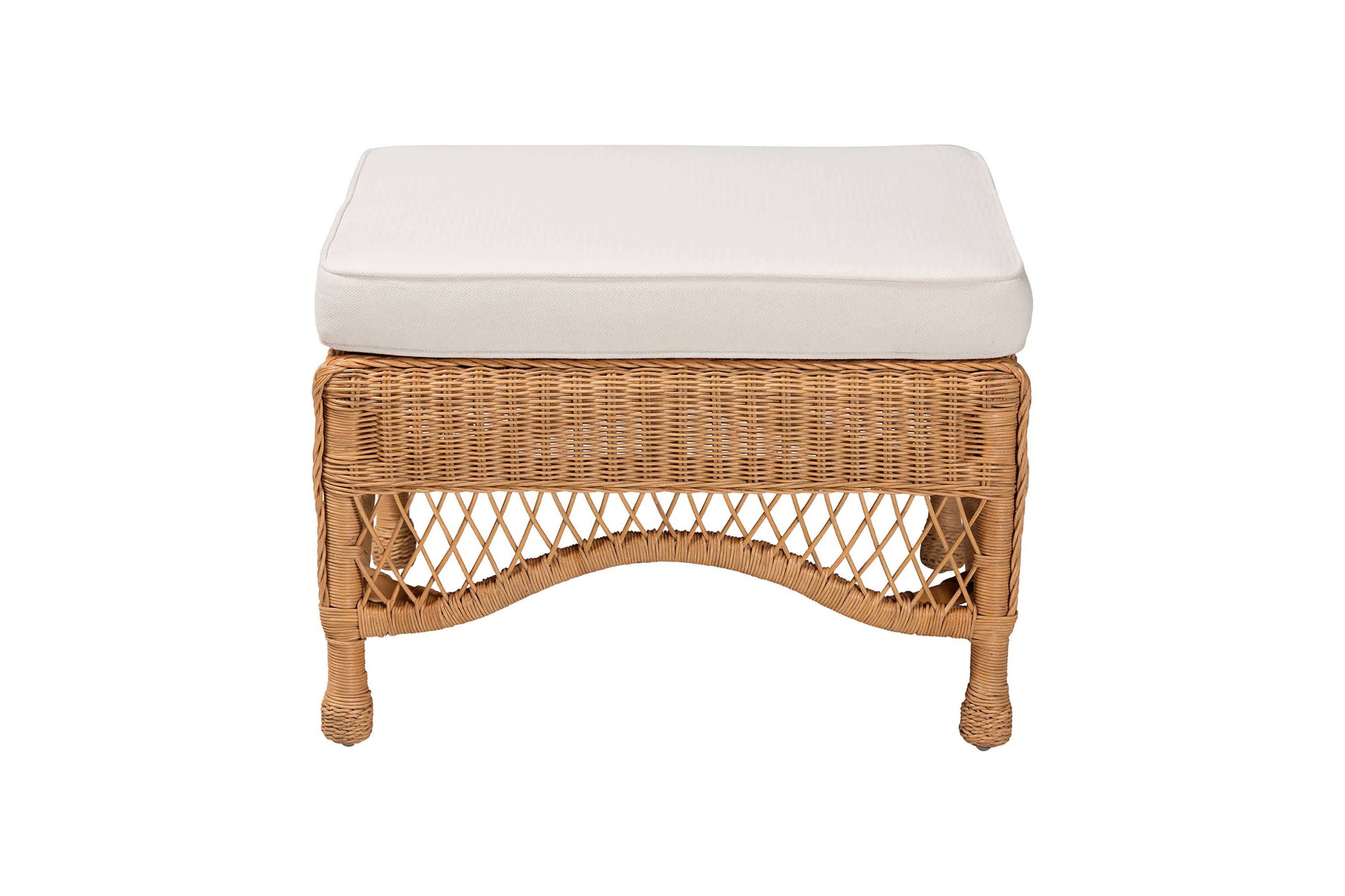 Brooklyn Light Honey Braided Rattan Ottoman Stool