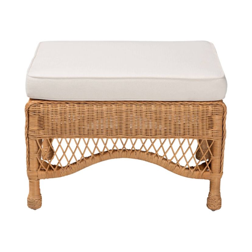 Brooklyn Light Honey Braided Rattan Ottoman Stool