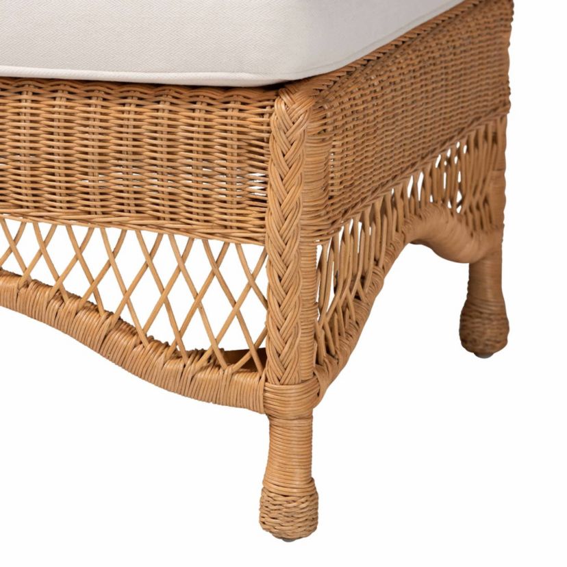 Brooklyn Light Honey Braided Rattan Ottoman Stool