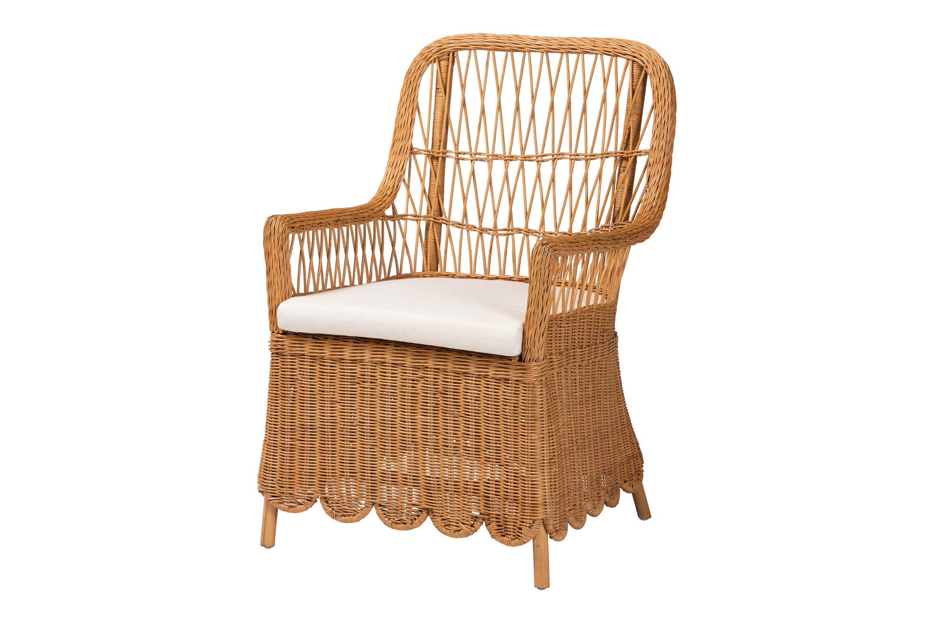 Teresa Light Honey Scalloped Rattan Arm Chair