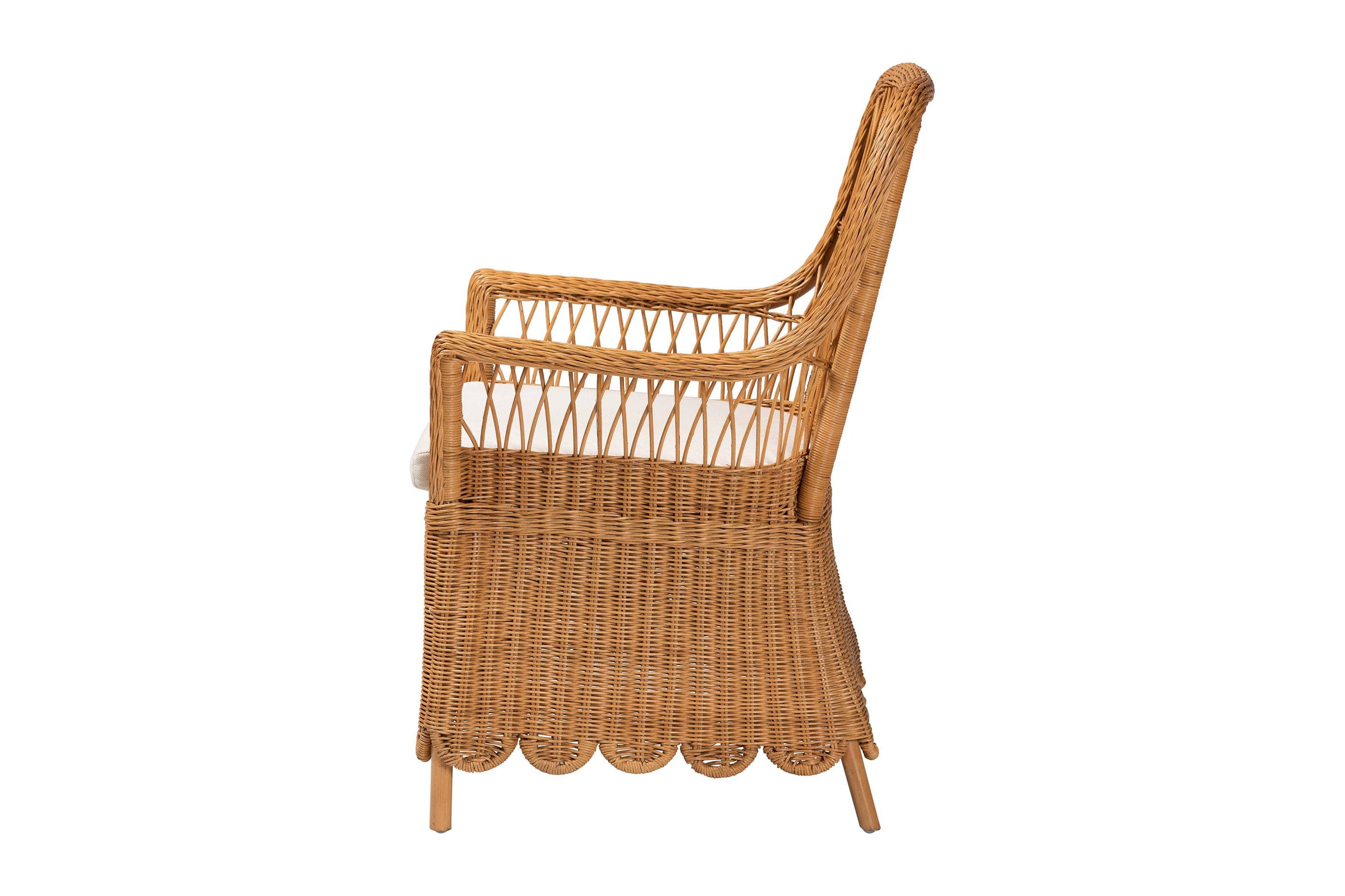 Teresa Light Honey Scalloped Rattan Arm Chair