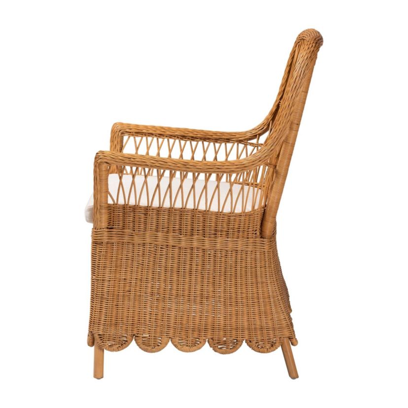 Teresa Light Honey Scalloped Rattan Arm Chair