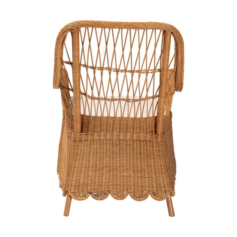 Teresa Light Honey Scalloped Rattan Arm Chair