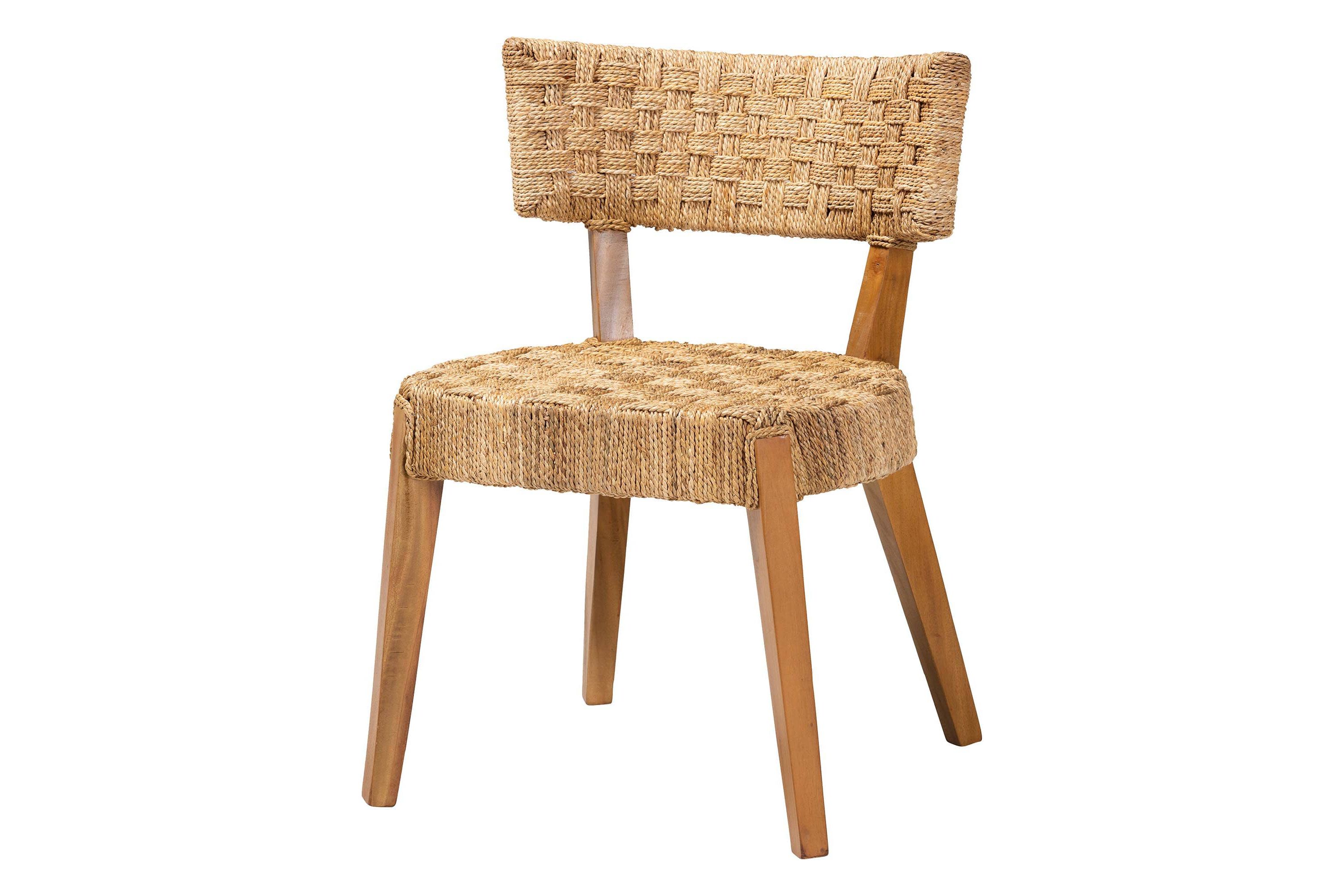 Sabit Seagrass and Mahogany Wood Dining Chair