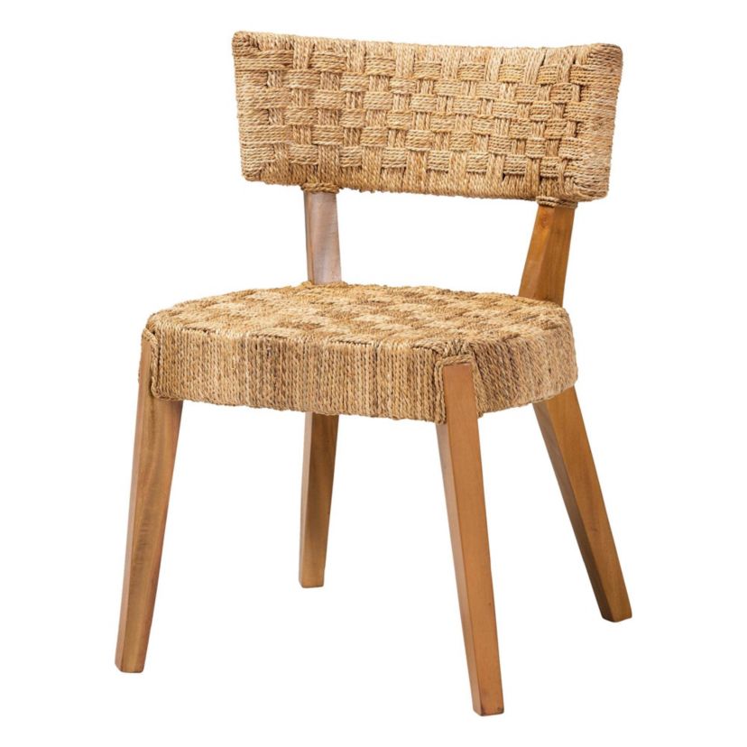 Sabit Seagrass and Mahogany Wood Dining Chair