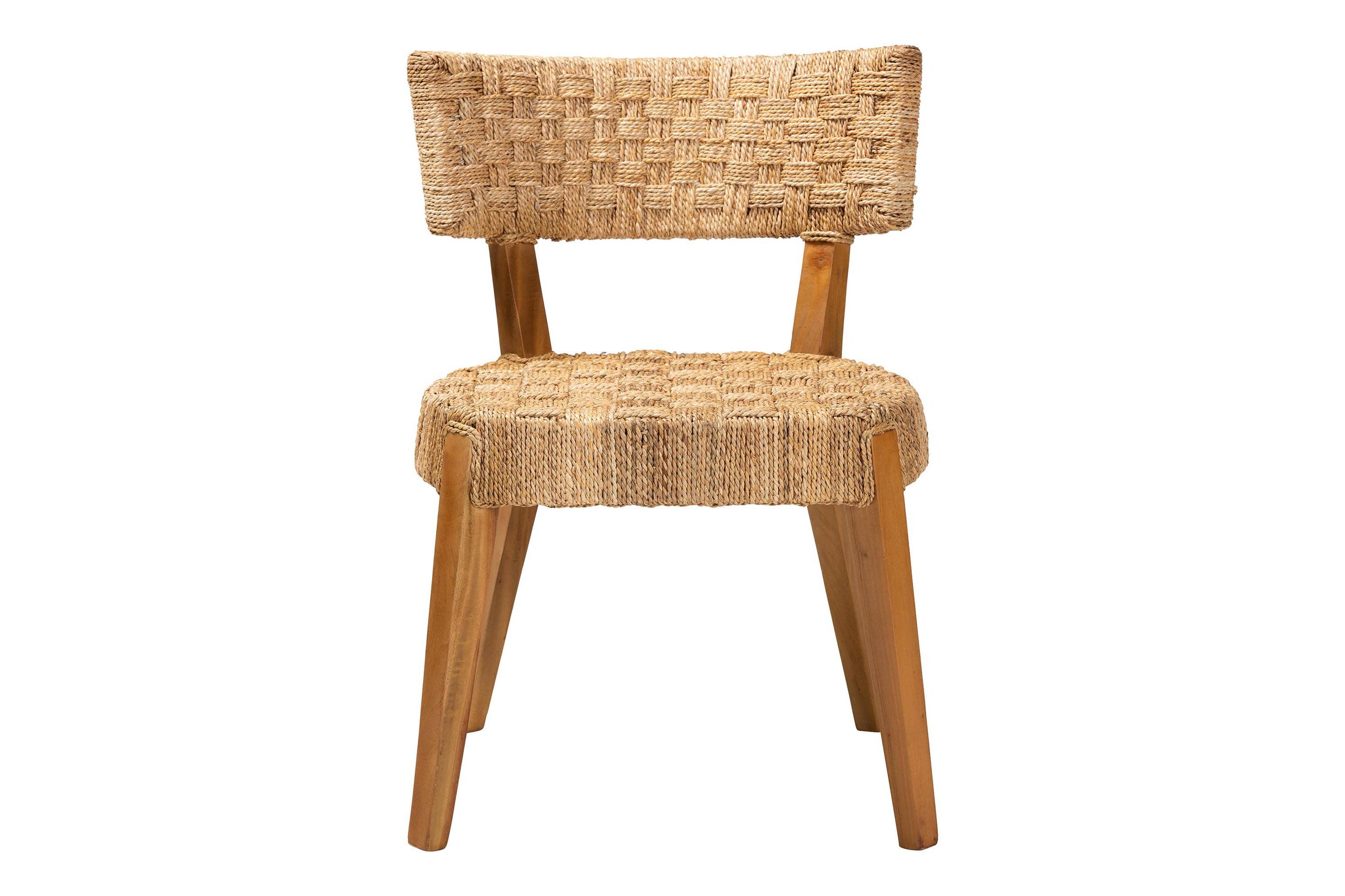 Sabit Seagrass and Mahogany Wood Dining Chair