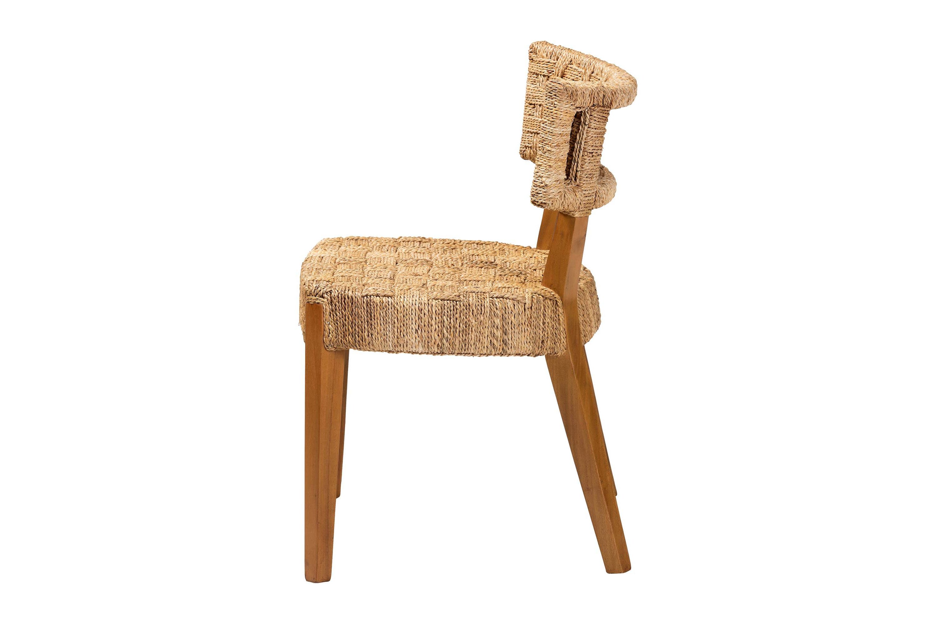 Sabit Seagrass and Mahogany Wood Dining Chair