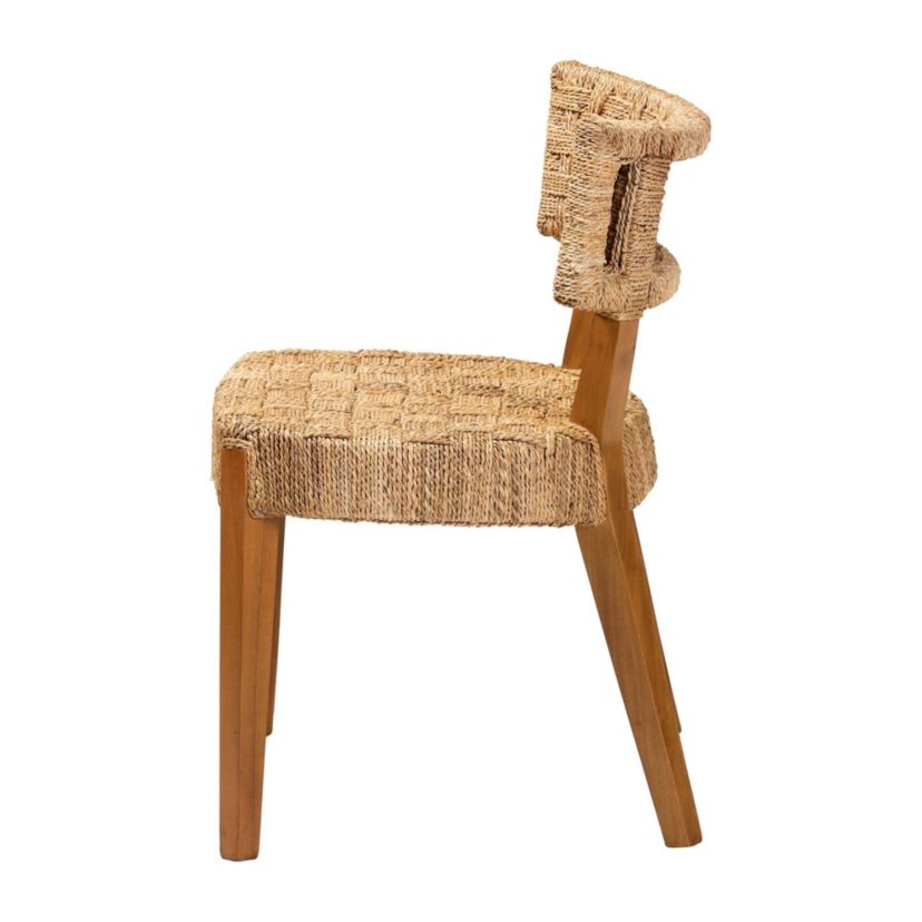 Sabit Seagrass and Mahogany Wood Dining Chair