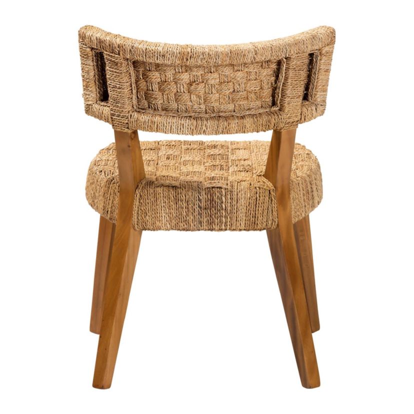 Sabit Seagrass and Mahogany Wood Dining Chair