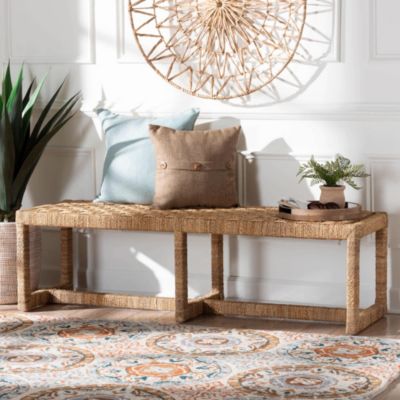 bali & pari Cipally Seagrass and Mahogany Wood Accent Bench