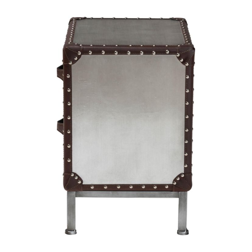 Jacey Silver Metal 2-Drawer End Table