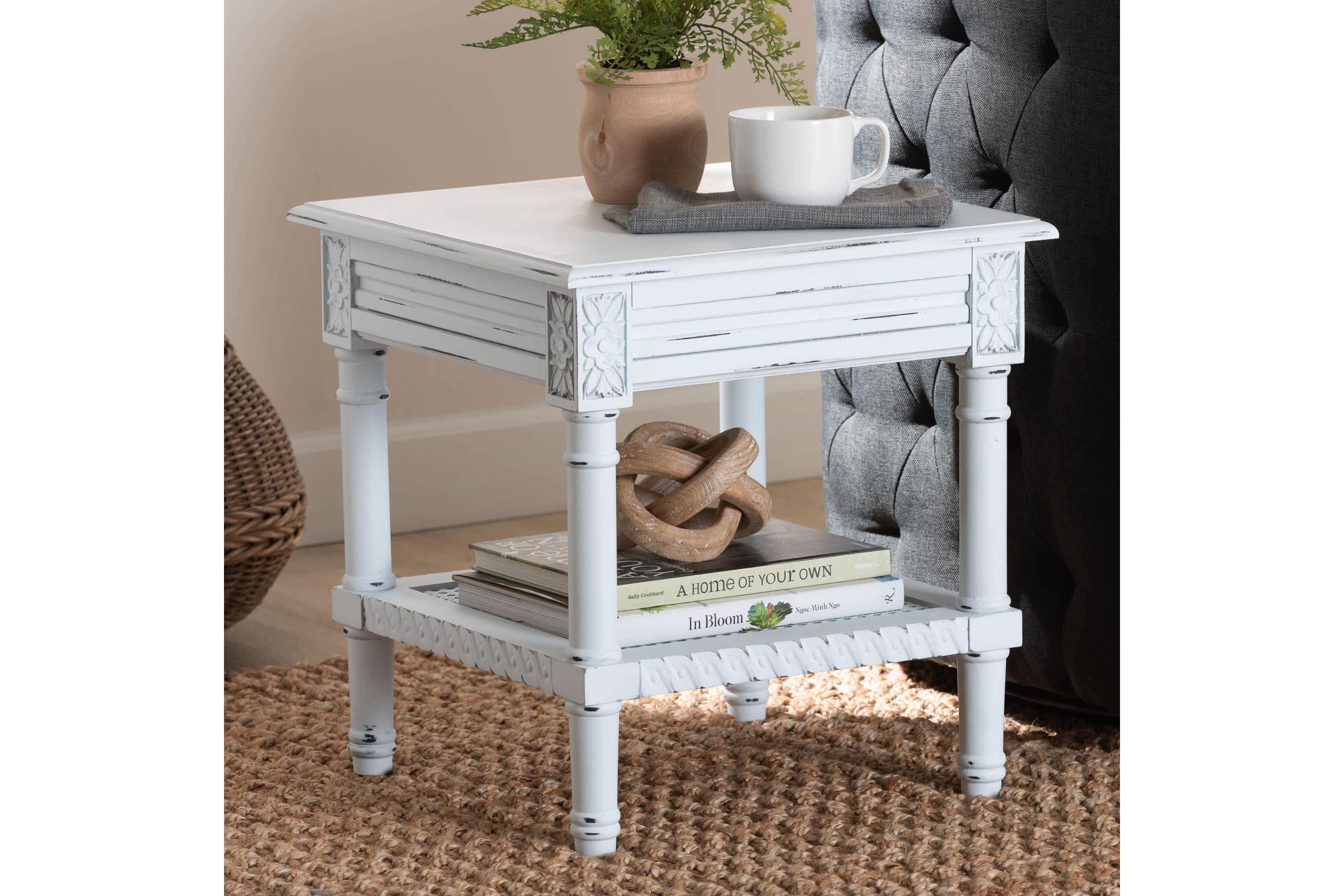 Jeanne White Wood End Table