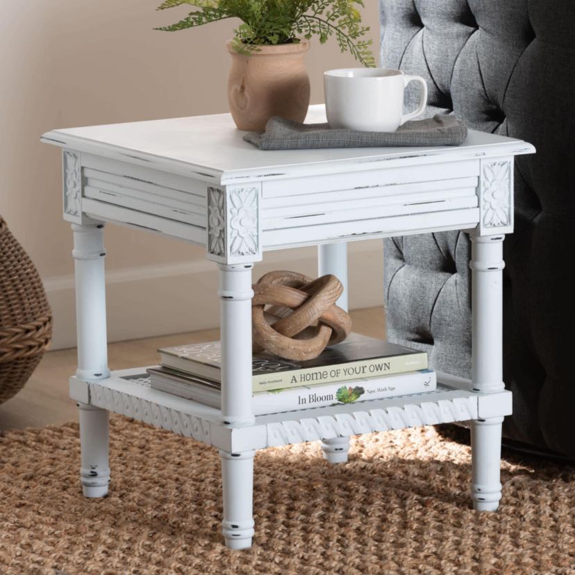 Jeanne White Wood End Table