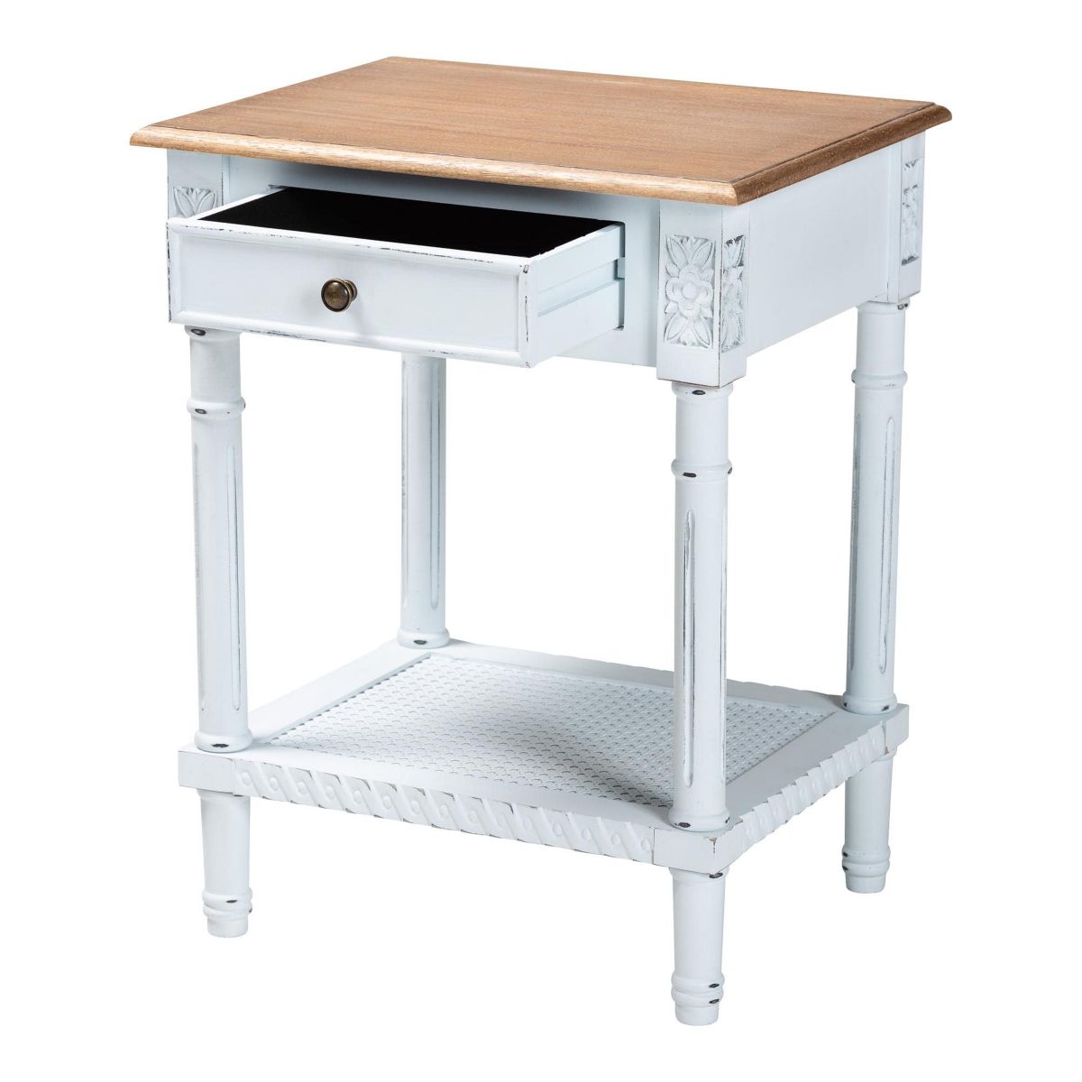 Legrand White and Natural Brown 1-Drawer End Table