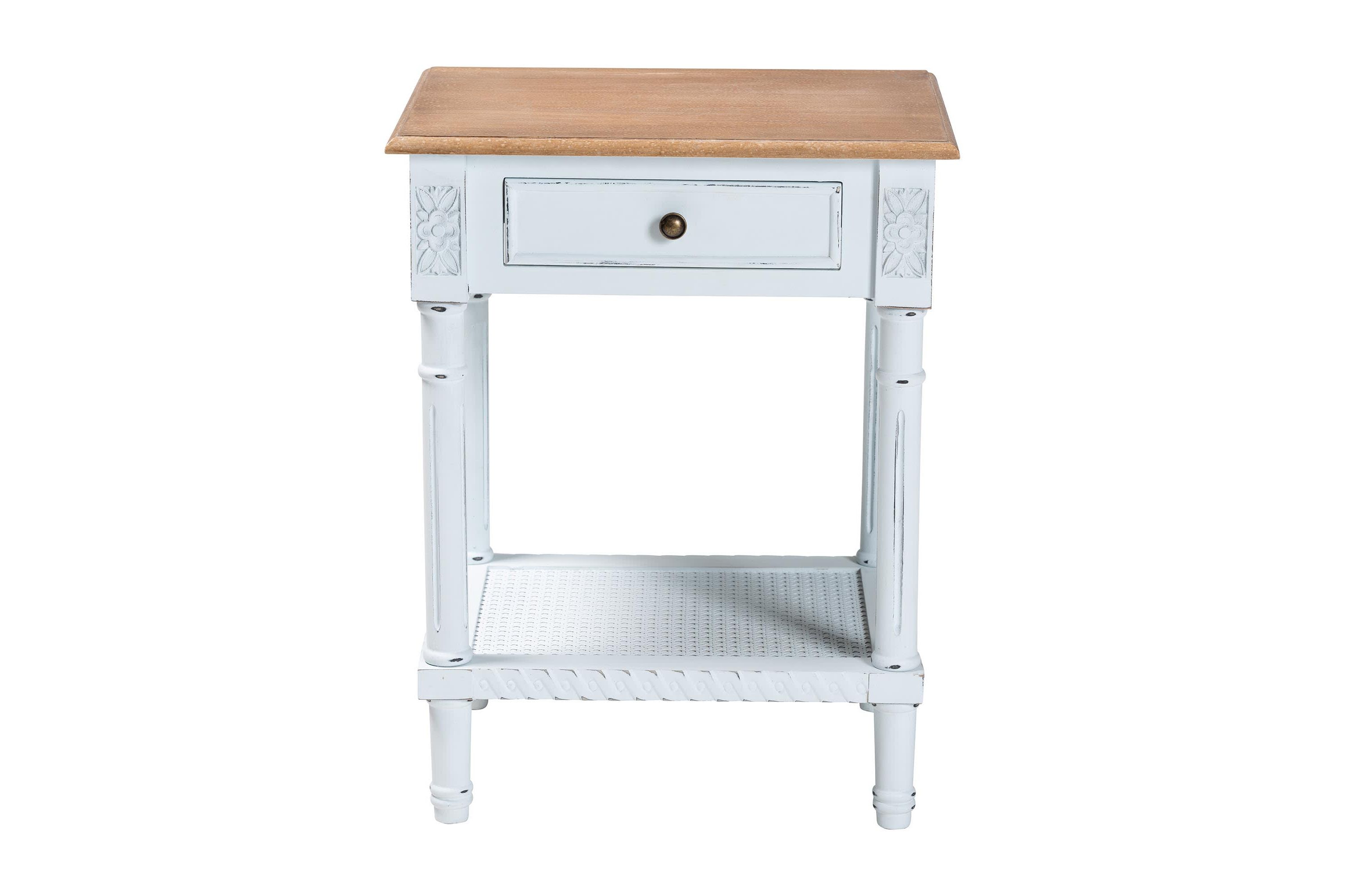 Legrand White and Natural Brown 1-Drawer End Table