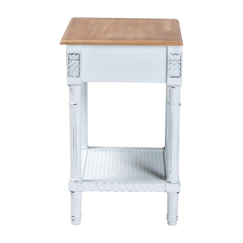 Legrand White and Natural Brown 1-Drawer End Table