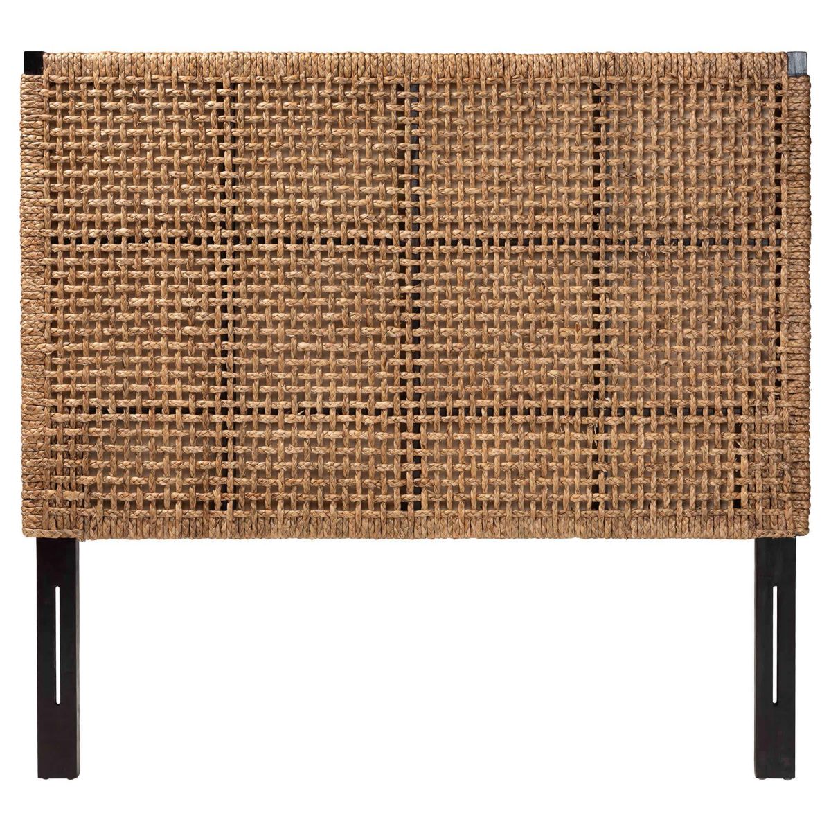 Alise Seagrass and Dark Brown Mahogany Wood Queen Headboard