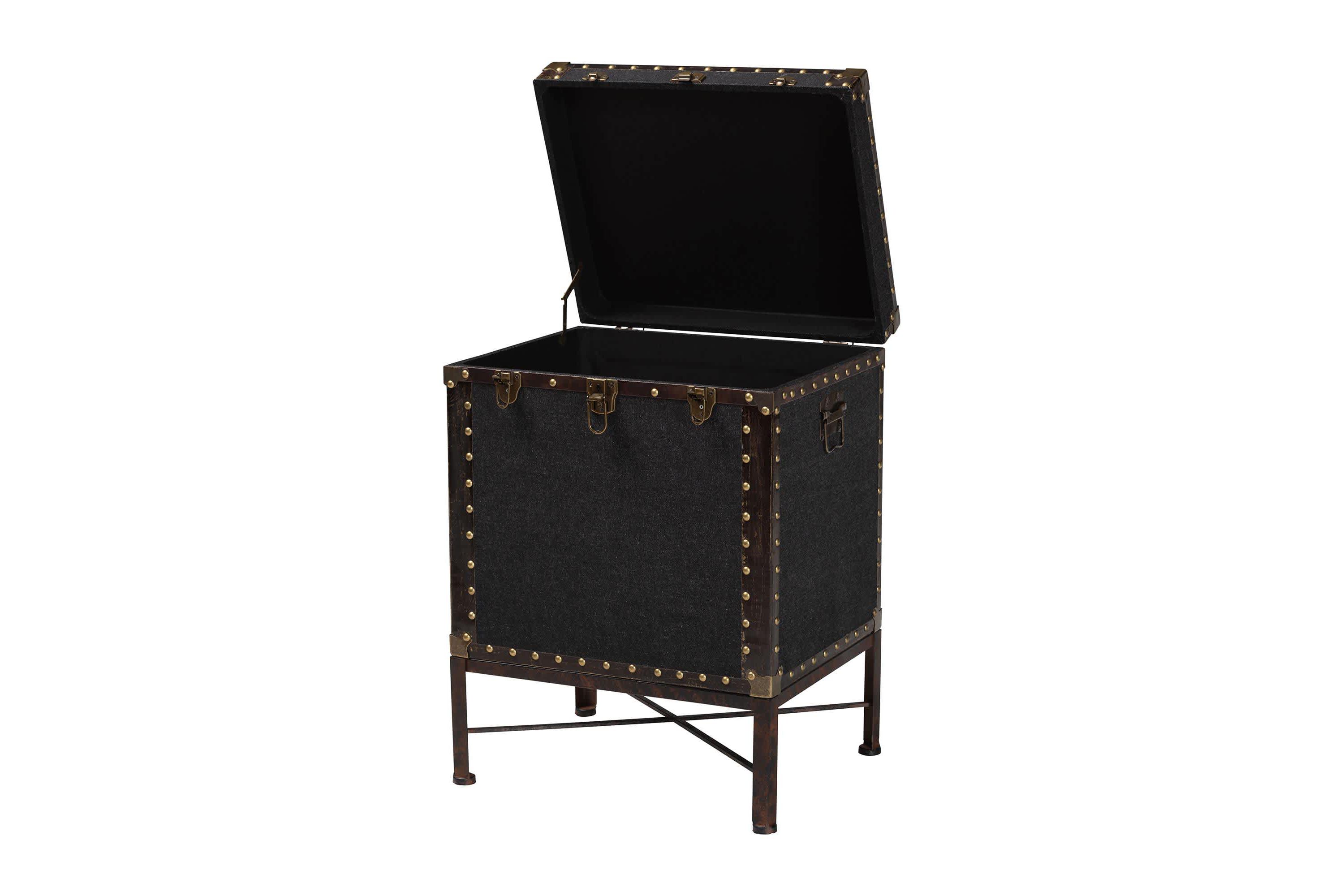 Laura Black Canvas Lift-Top Trunk End Table