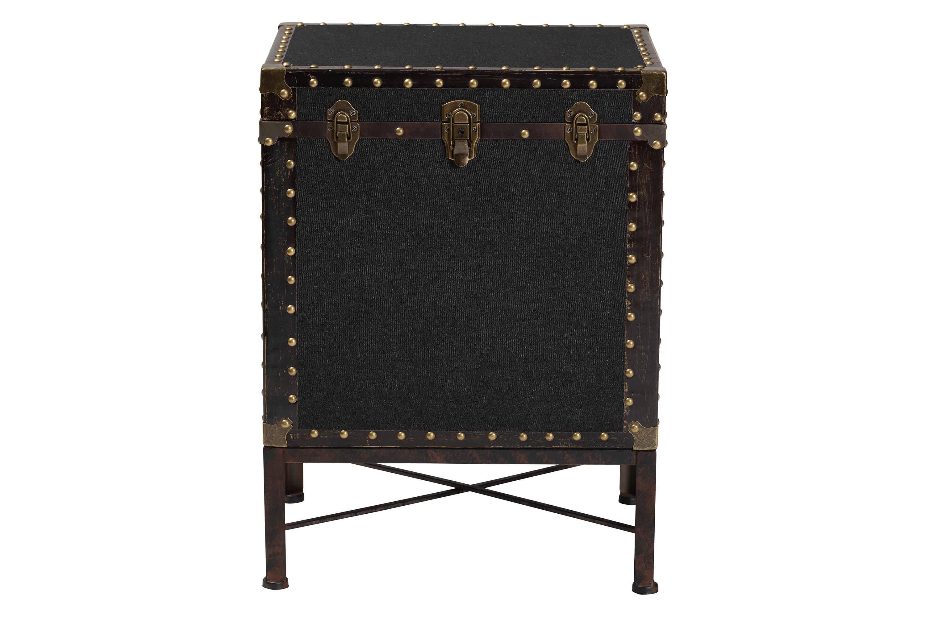 Laura Black Canvas Lift-Top Trunk End Table