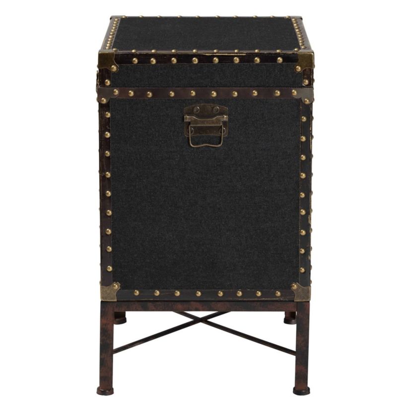 Laura Black Canvas Lift-Top Trunk End Table