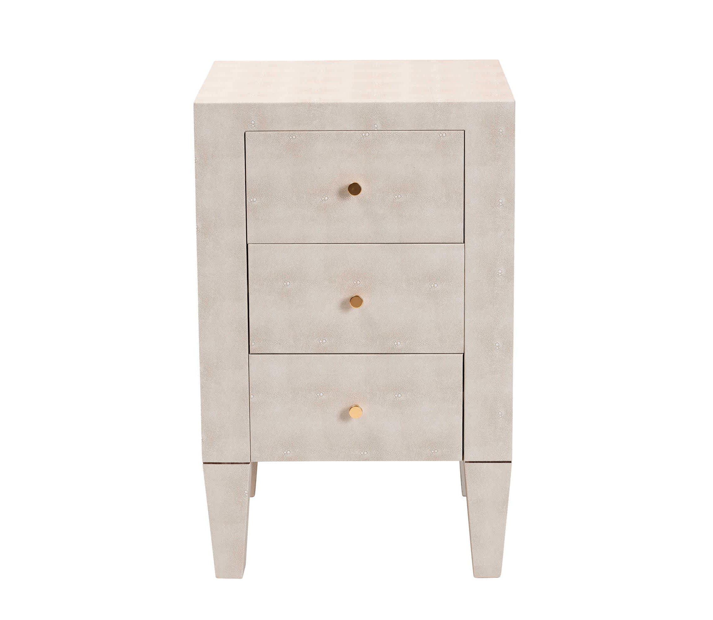 Leyna Beige Faux Shagreen 3-Drawer End Table