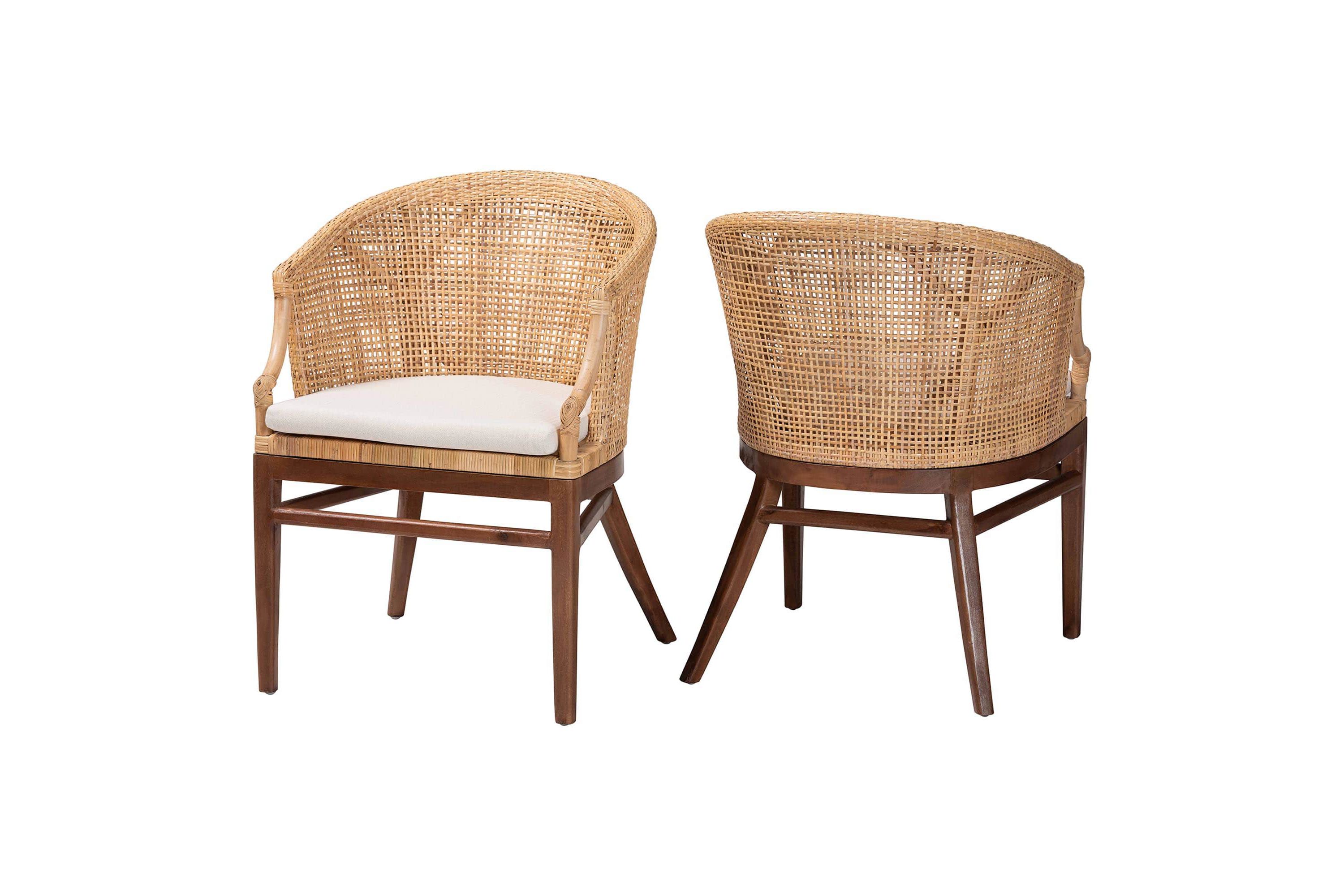 Lumajang Light Honey Rattan and Wood 2-Piece Dining Chair Set