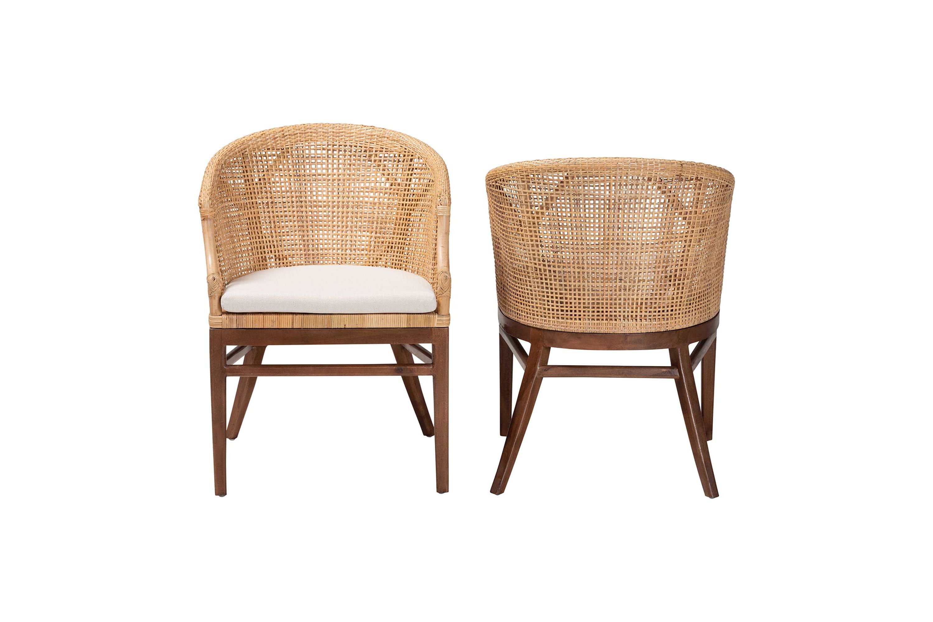 Lumajang Light Honey Rattan and Wood 2-Piece Dining Chair Set