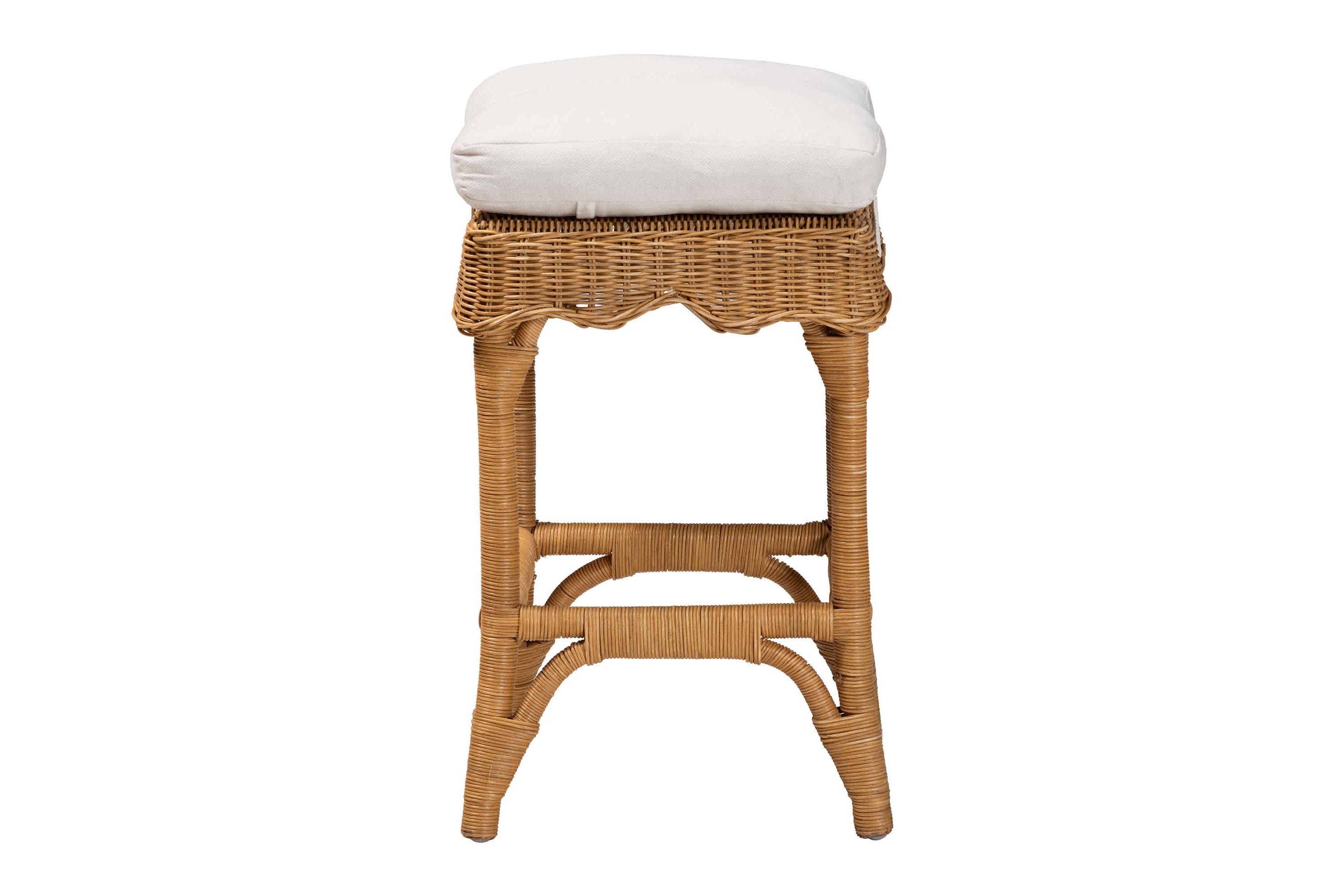 Muy Scallop Honey Rattan Counter Stool