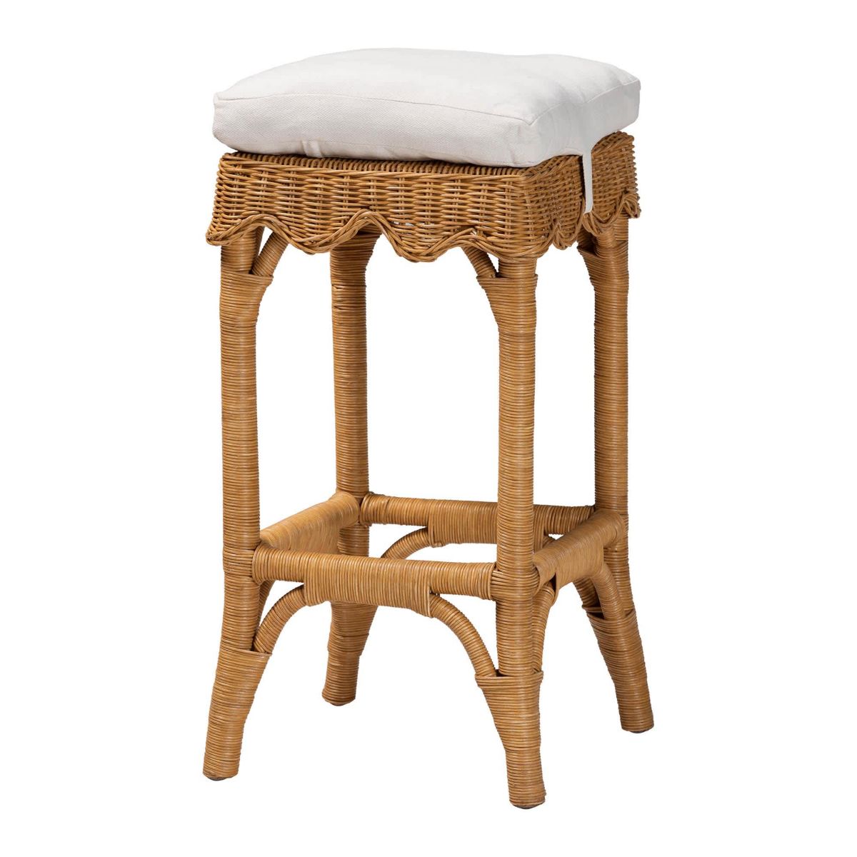 Muy Scallop Honey Rattan Bar Stool